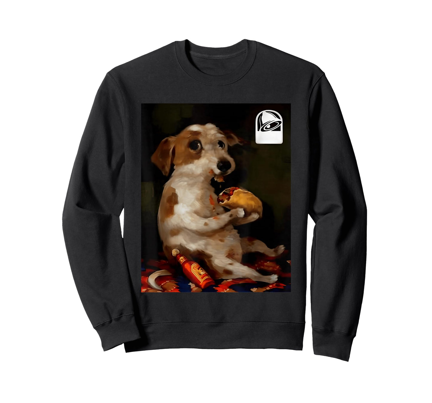Funny Dog Chill with Taco Vintage Oil Painting Men Women T-Shirt