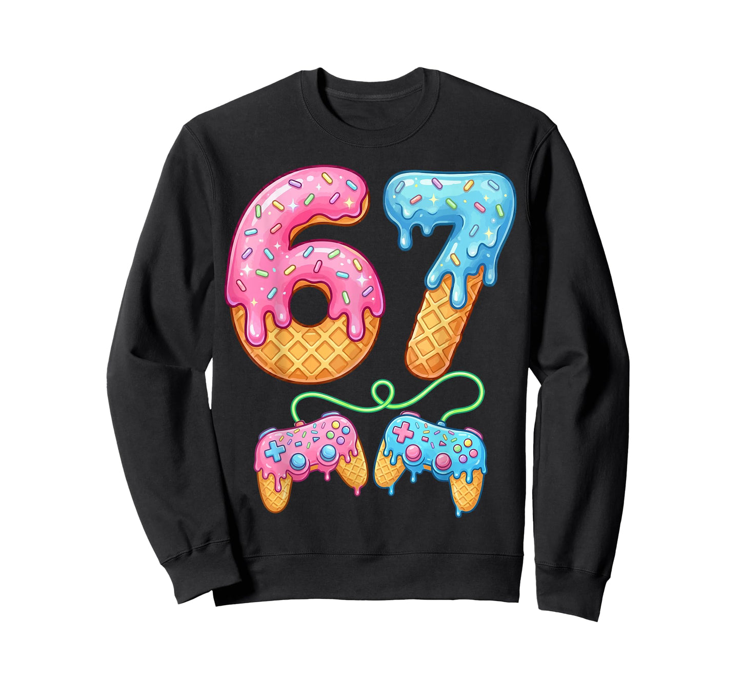 67 Ice Cream Drip Meme Gamer Six Seven Gen Alpha Slang T-Shirt