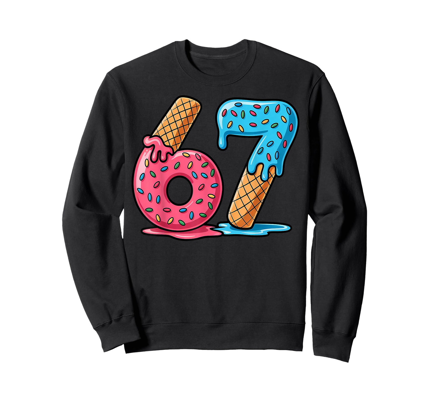 Six Seven Ice Cream Drip Cool Meme 67 Funny Number T-Shirt