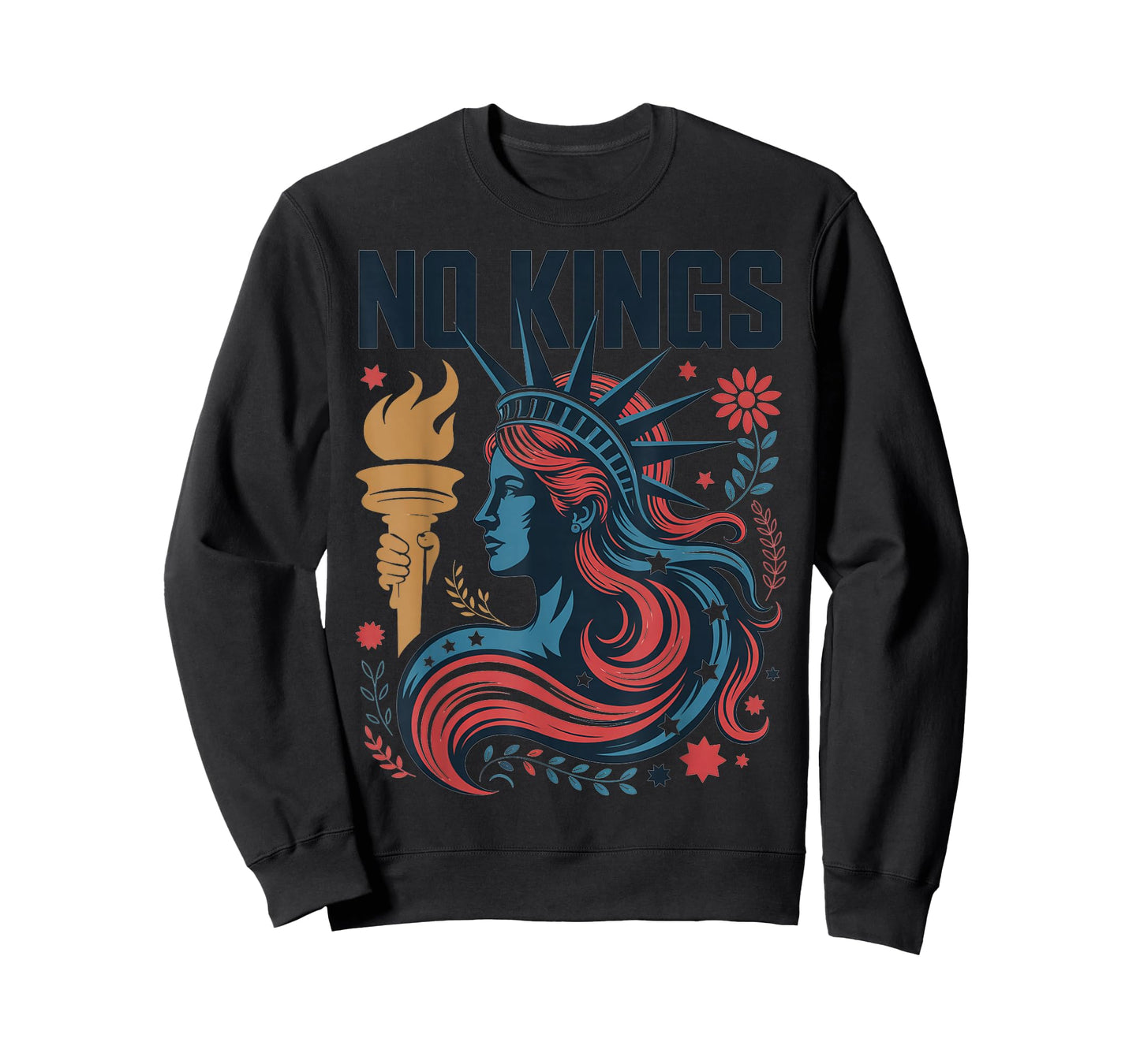 No Kings Retro Patriotic Woman Liberty Art Design T-Shirt