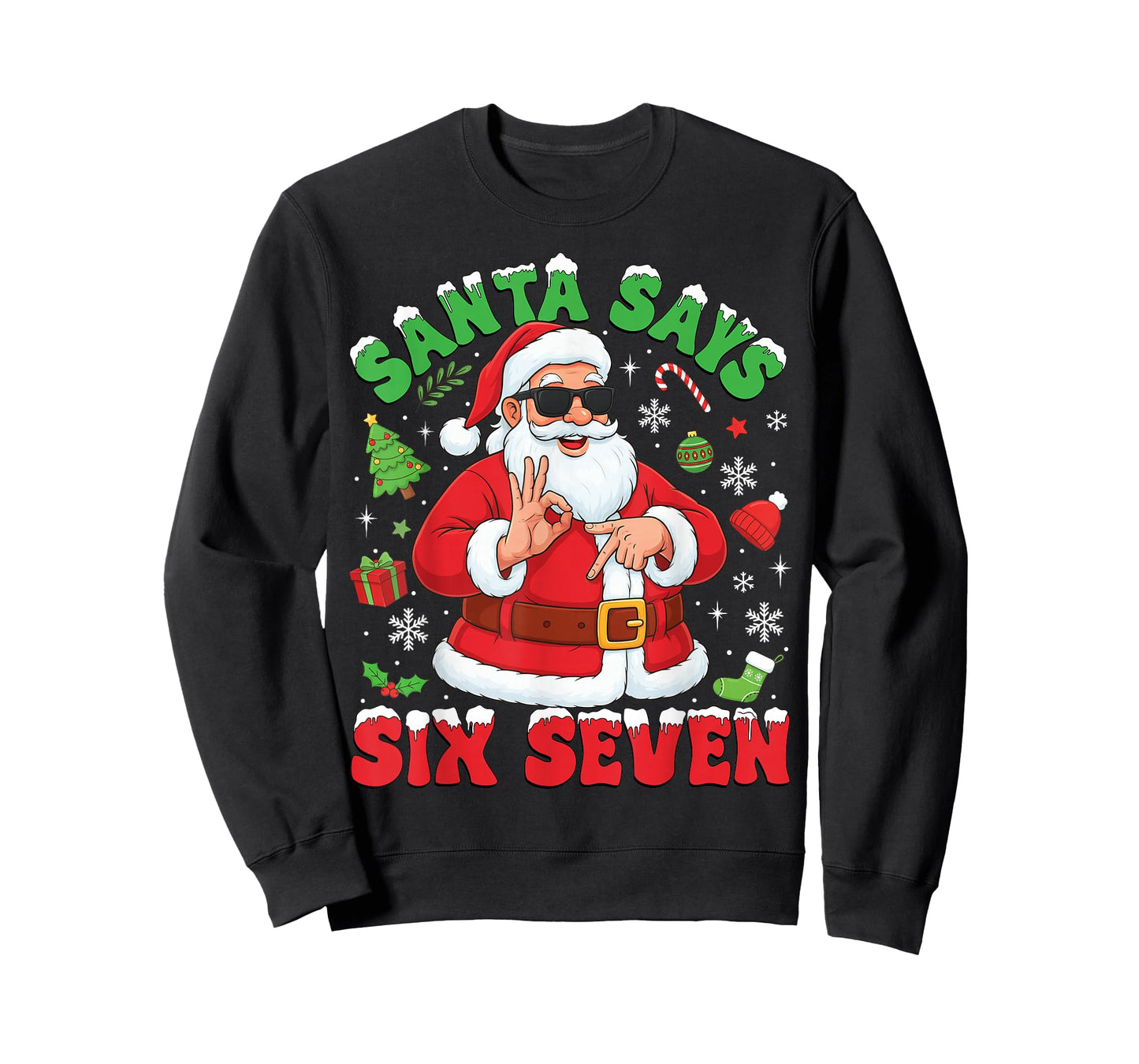 Funny Santa Says Six Seven Merry Christmas 67 Santa Claus T-Shirt