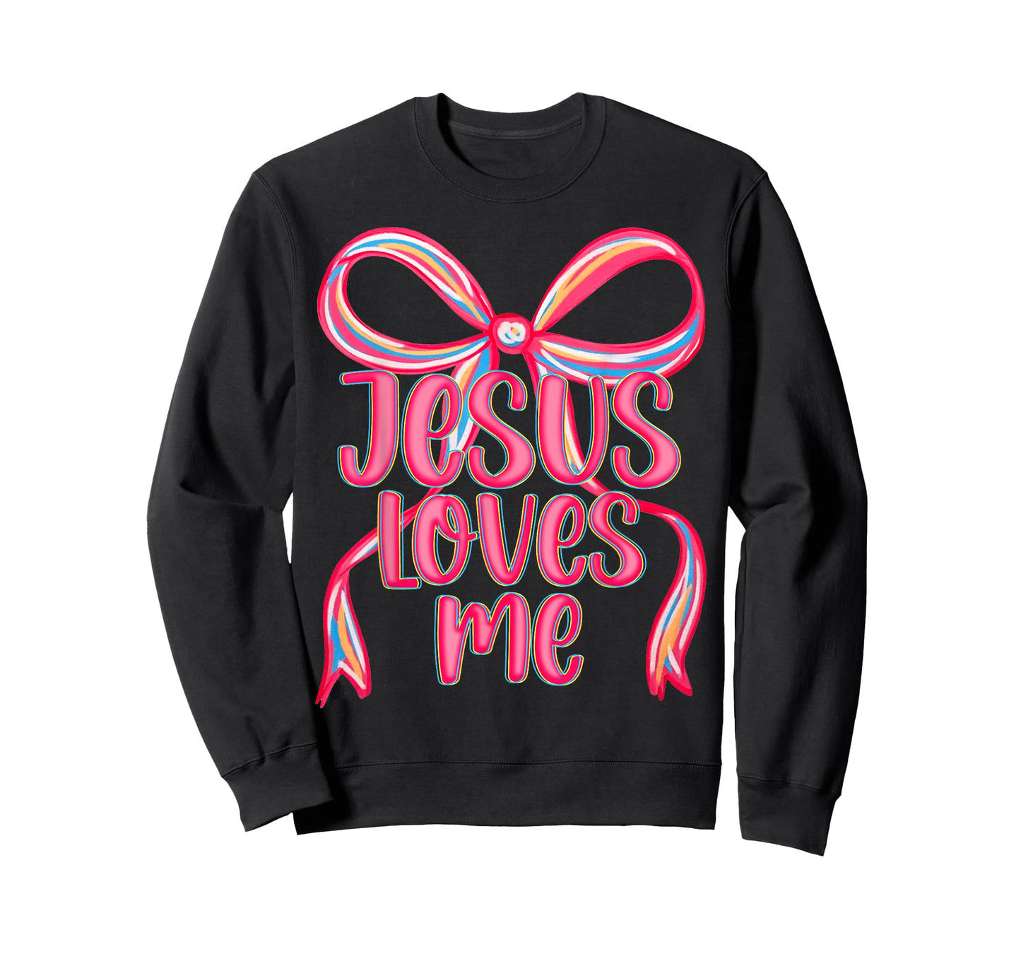 Jesus Loves Me Preppy Bow Christian Pink Women Kid Religious T-Shirt