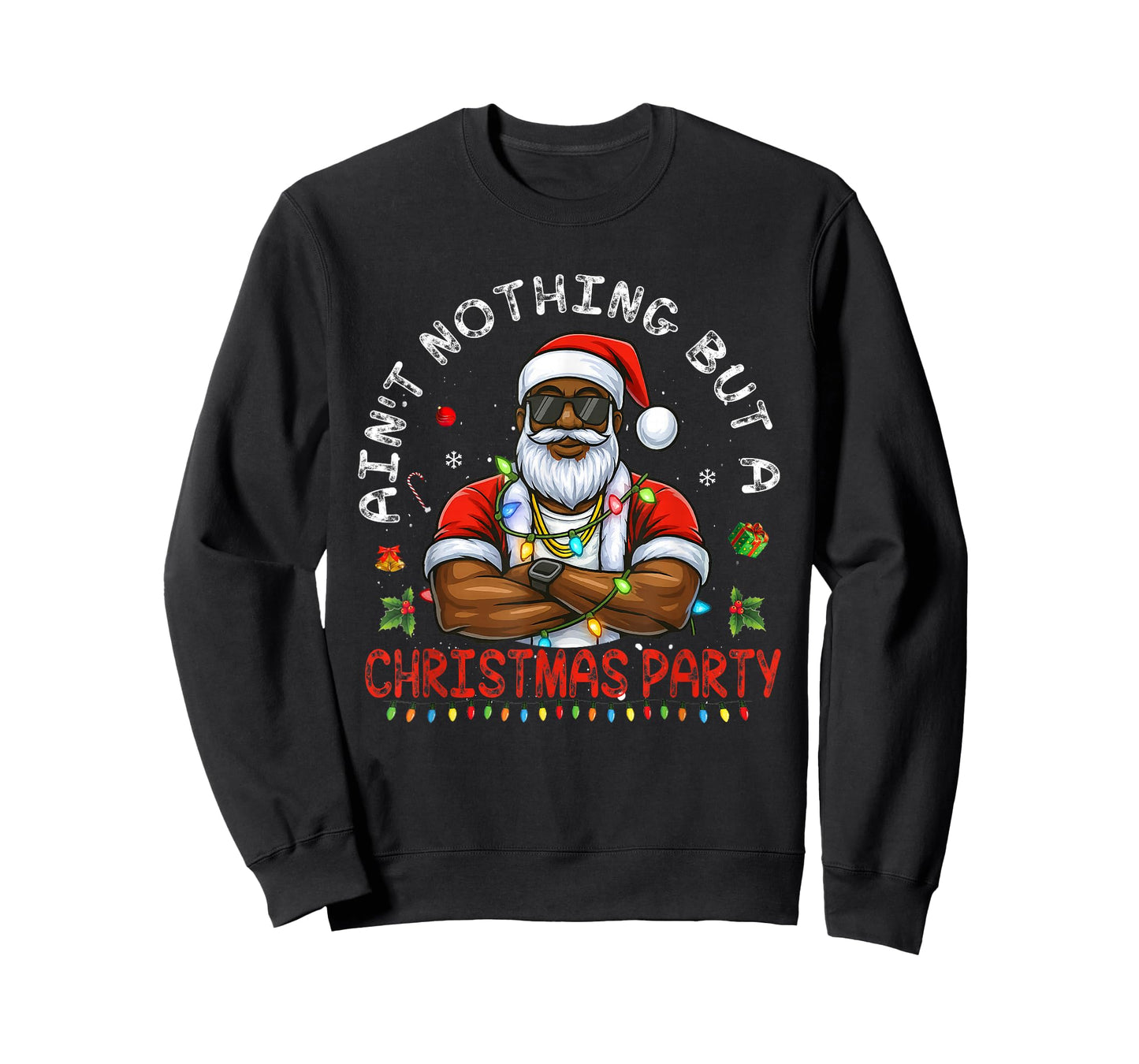 African American Santa Claus Christmas Pajama MenWomen T-Shirt