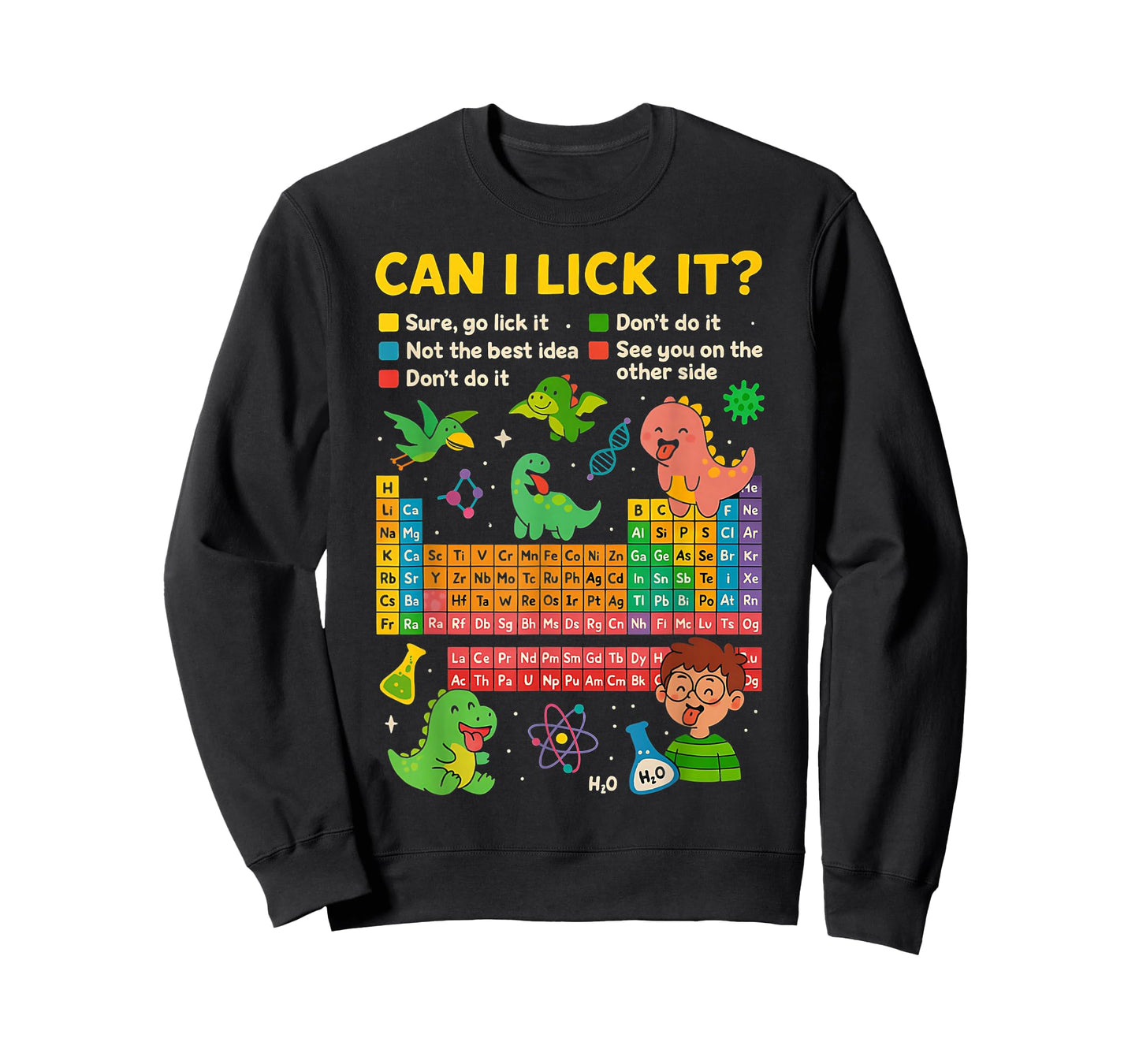 Cute Can I Lick It Dino Periodic Table Science Humor T-Shirt