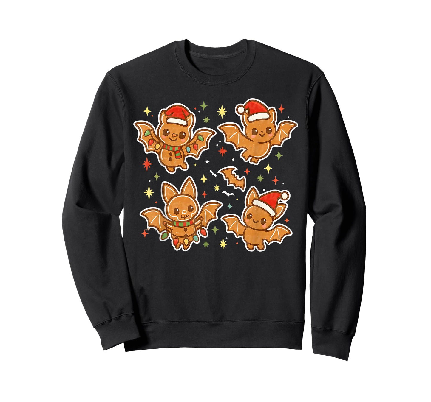 Cute Gingerbread Bats Spooky Christmas Cookie Graphic T-Shirt
