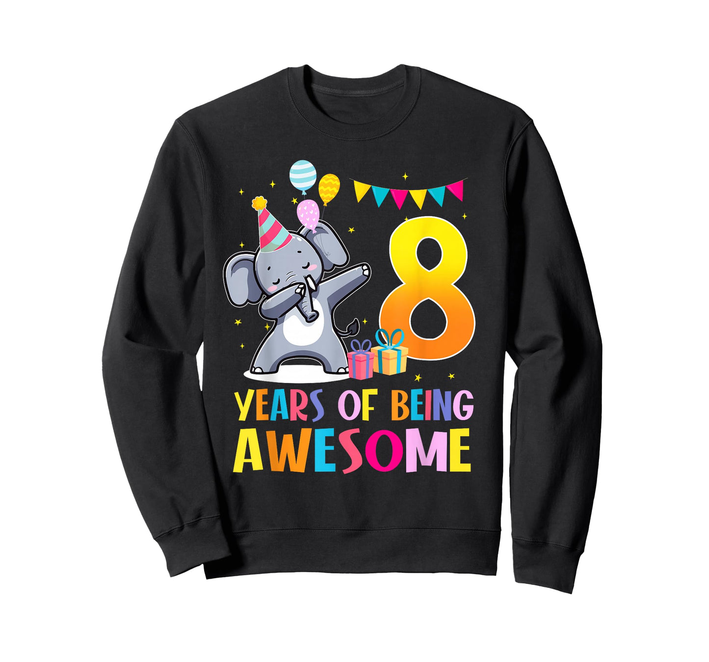 8 Years of Being Awesome Dabbing Elephant Birthday 8th T-Shirt