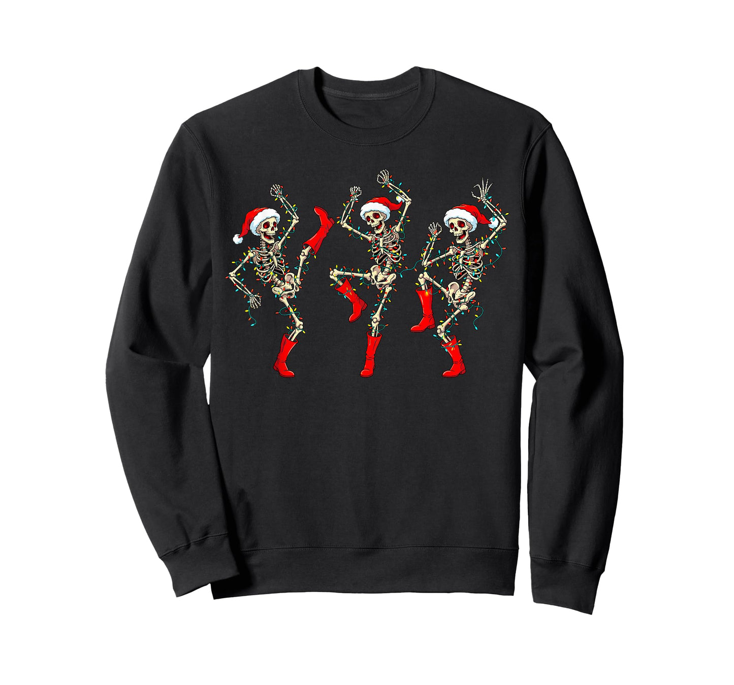 Christmas Skeleton Santa Dancing Dance Xmas Tree Lights T-Shirt