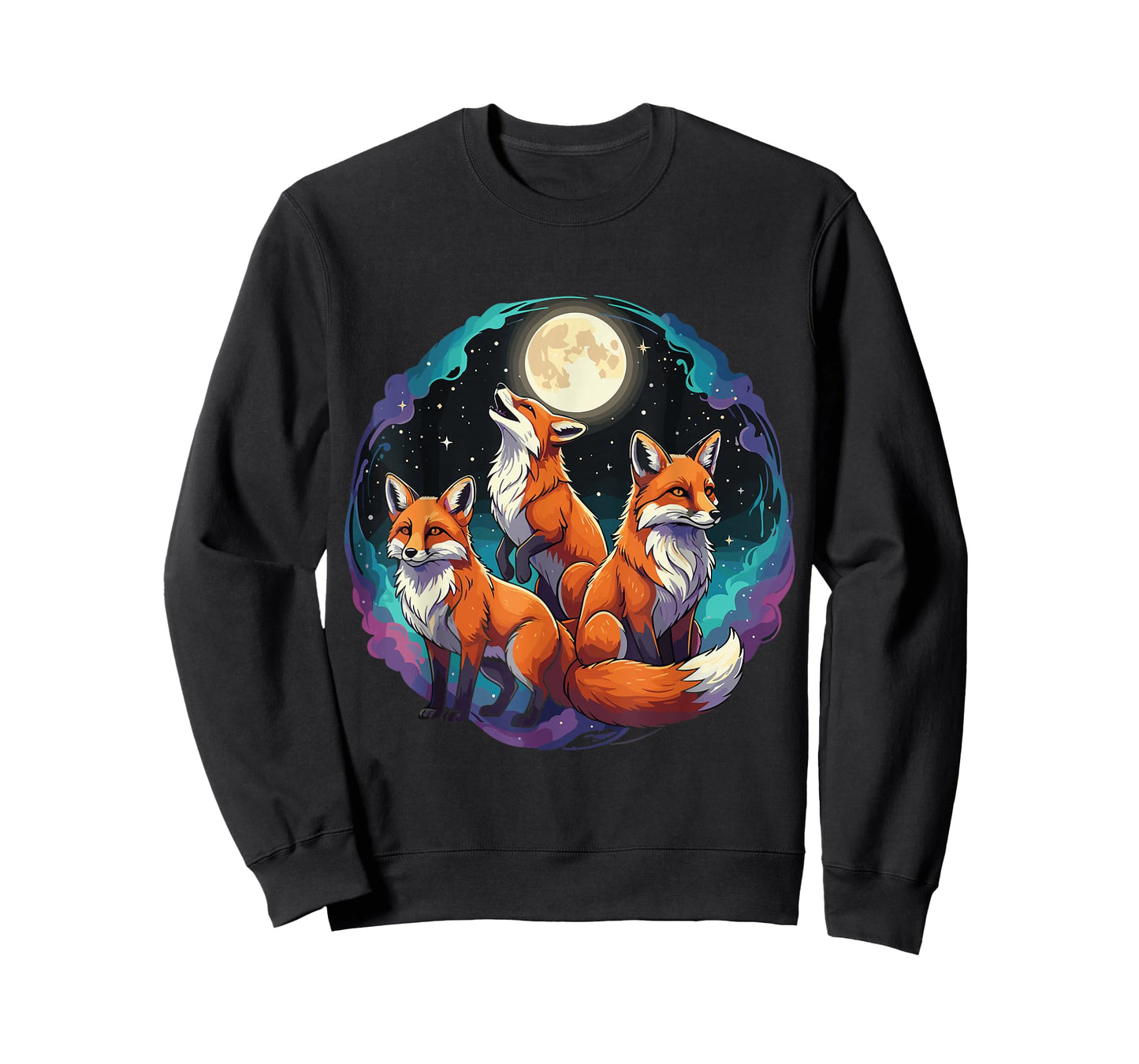 Three Moon Funny Fox Shirt Space Galaxy Foxs Graphic T-Shirt