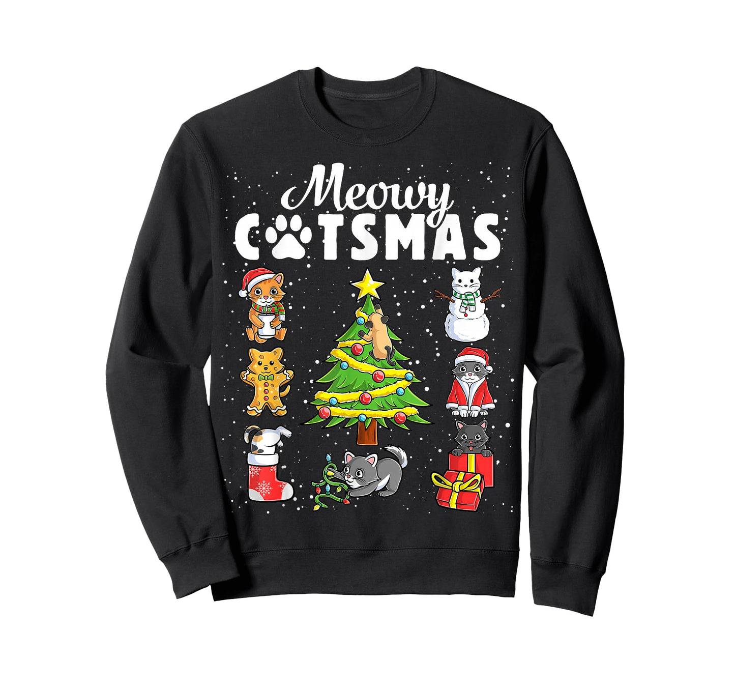Meowy Catsmas Cats Christmas Funny Holiday Cat Boys Girls T-Shirt