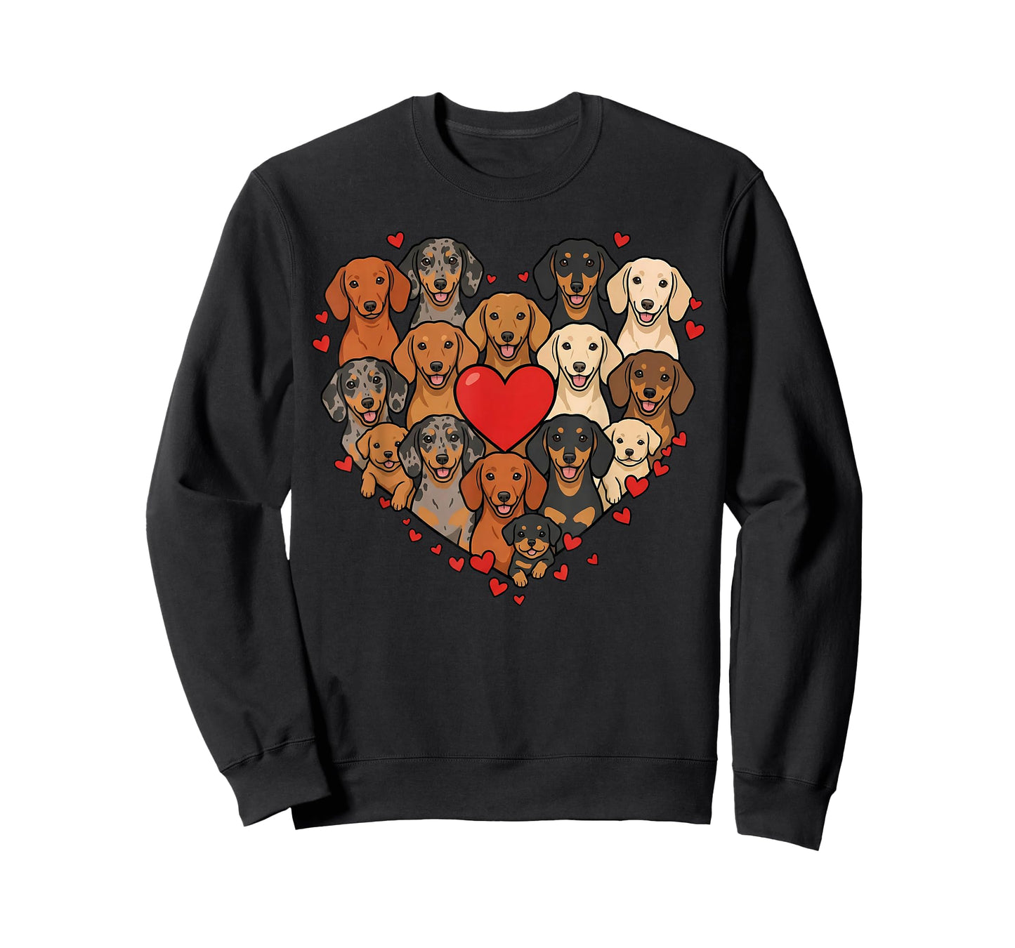 Cute Dachshund Heart Love Dog Lover Pet Mom Dad Valentine T-Shirt