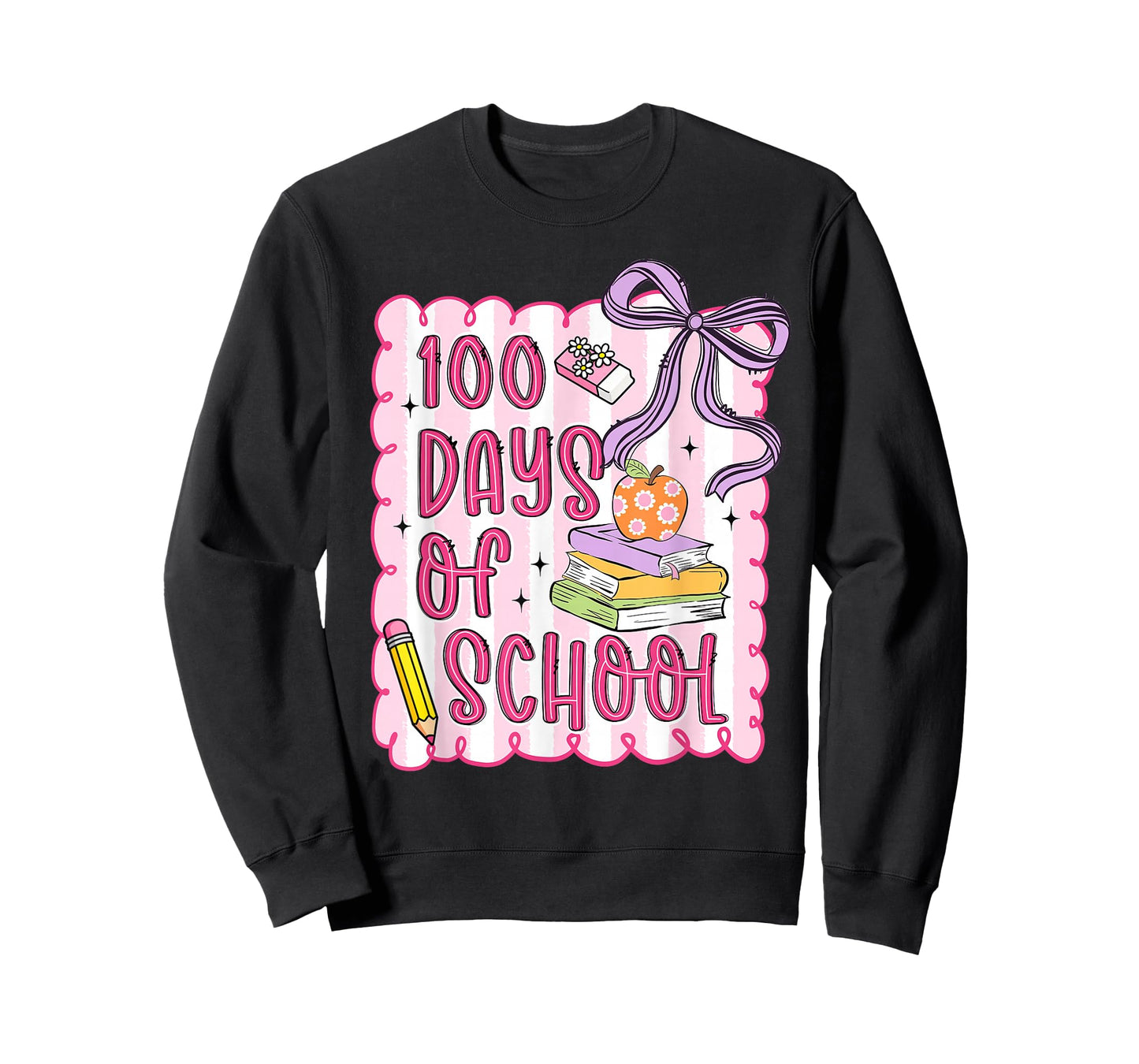 Preppy 100 Days of School Coquette Bow Pencil Teacher Girl T-Shirt