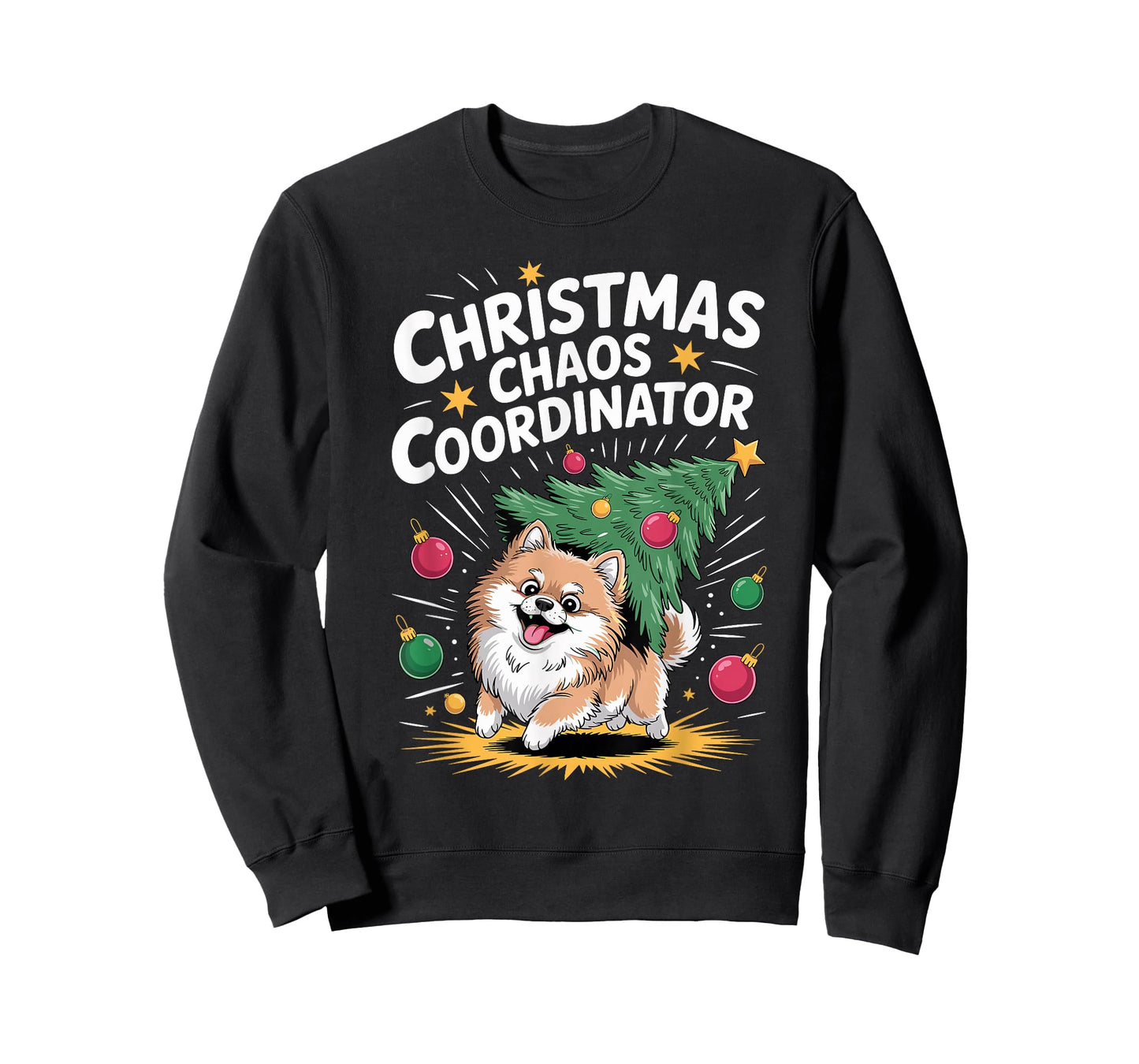 Christmas Chaos Coordinator Xmas Puppy Funny Pomeranian T-Shirt