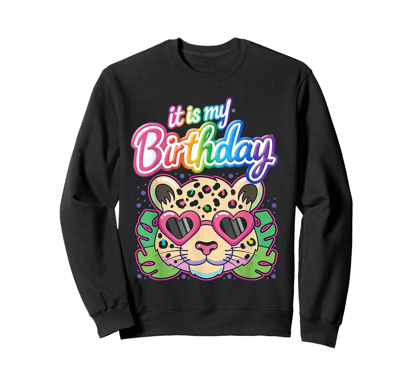 Rainbow Cheetah Leopard Face Heart Birthday Party Women T-Shirt