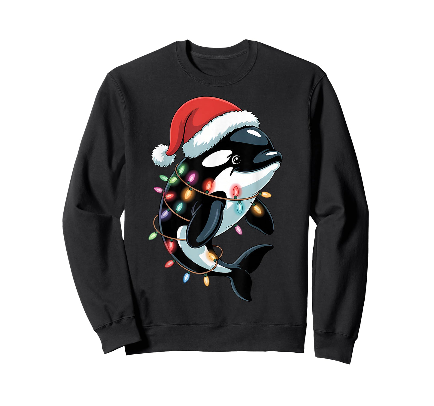 Santa Orca Killer Whale Christmas Tree Lights Boys Girls T-Shirt