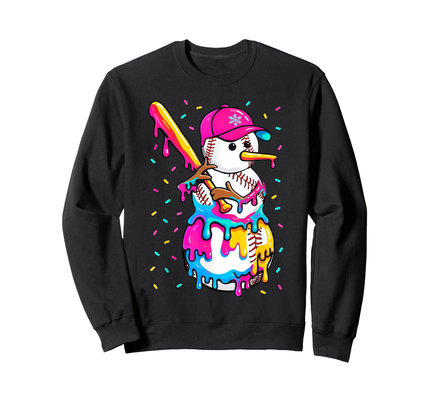 Baseball Snowman Drip Christmas Baseball Boys Men Kids T-Shirt