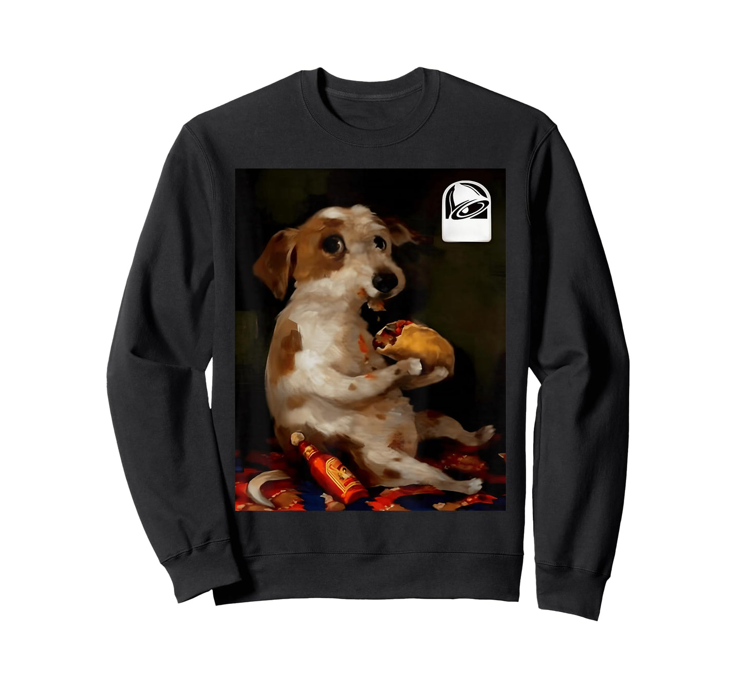 Funny Dog Chill with Taco Vintage Oil Painting Men Women T-Shirt