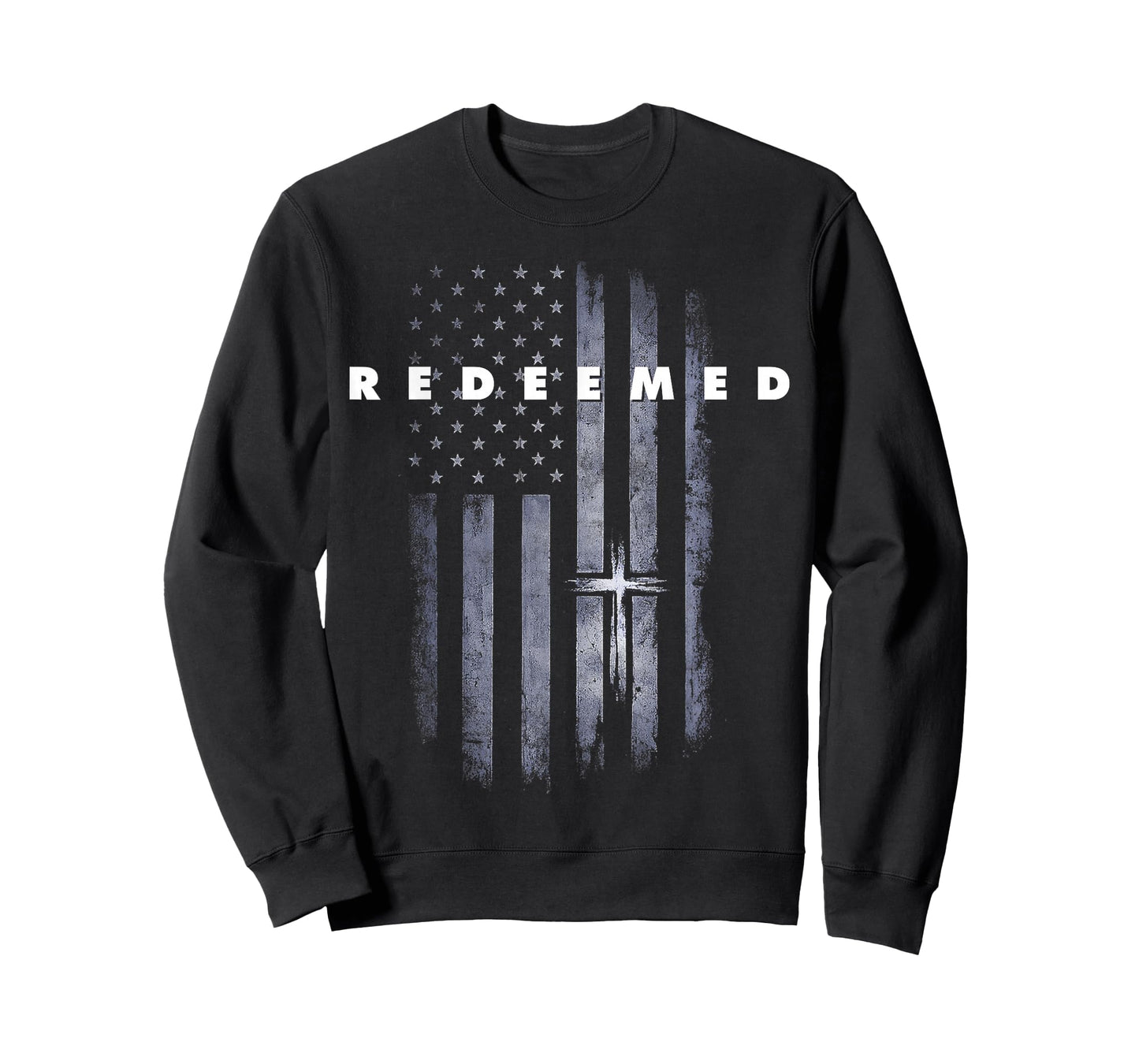 Redeemed Faith God Cross American Flag Gift Christian Men T-Shirt