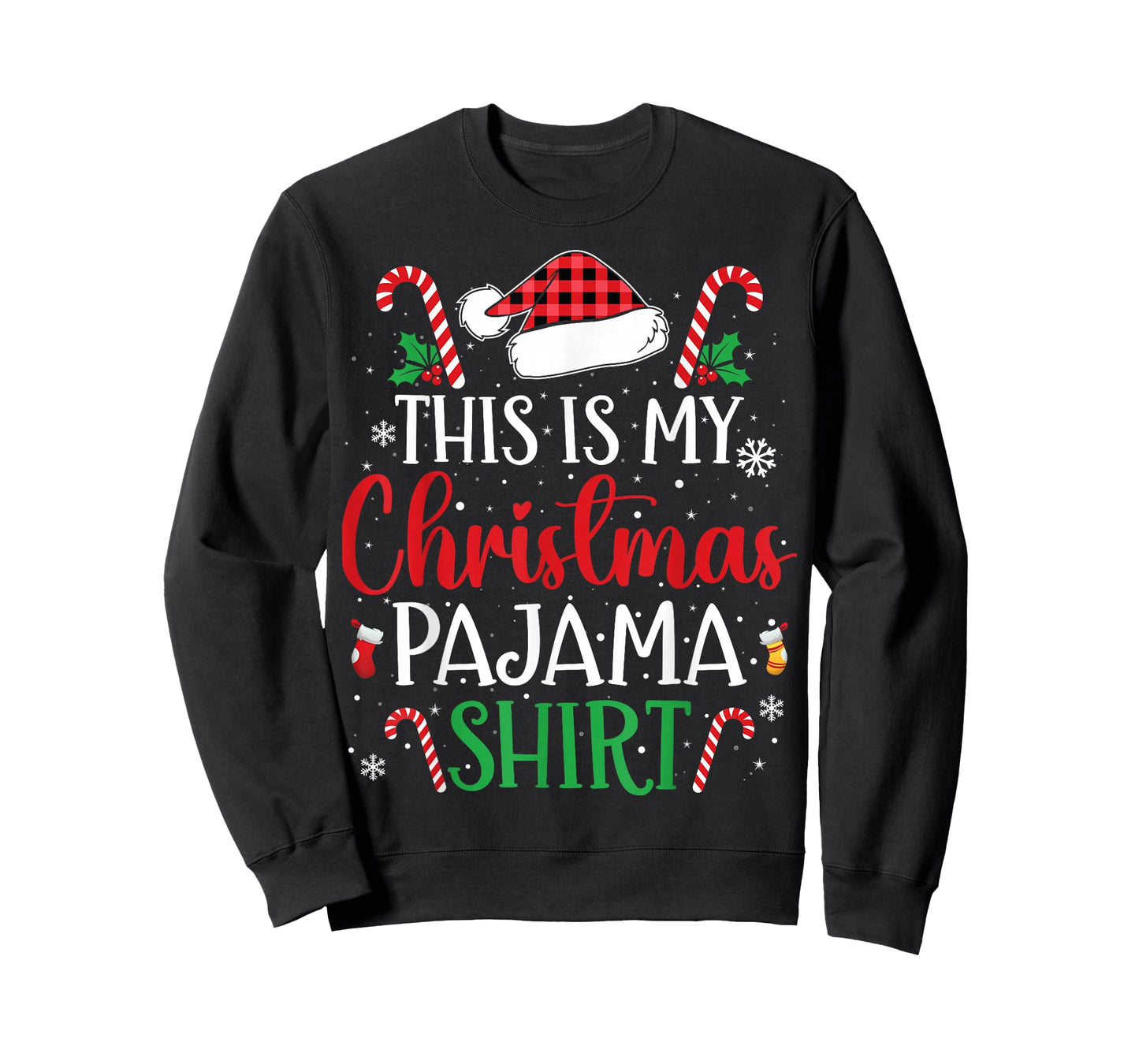 Plaid Santa Hat Xmas This is My Christmas Pajama T-Shirt