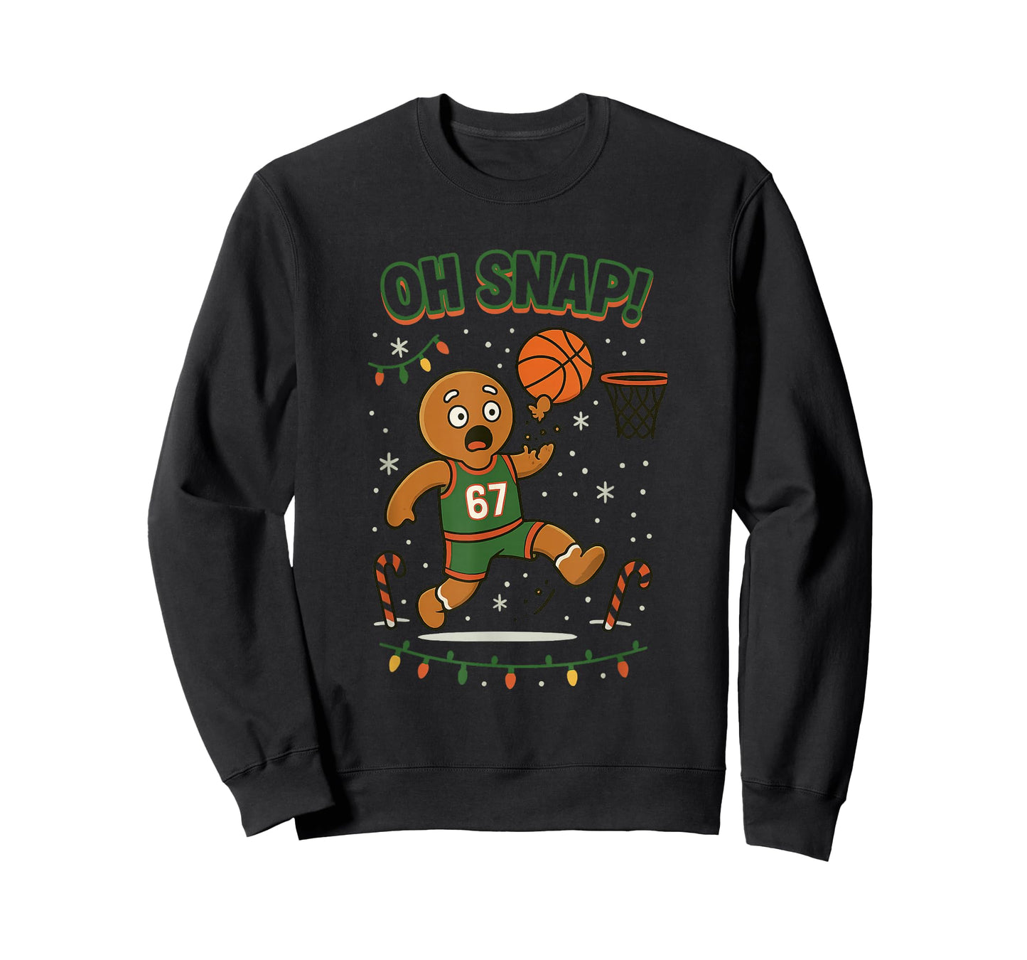 Funny OH SNAP Six Seven Gingerbread Basketball Christmas Fun T-Shirt