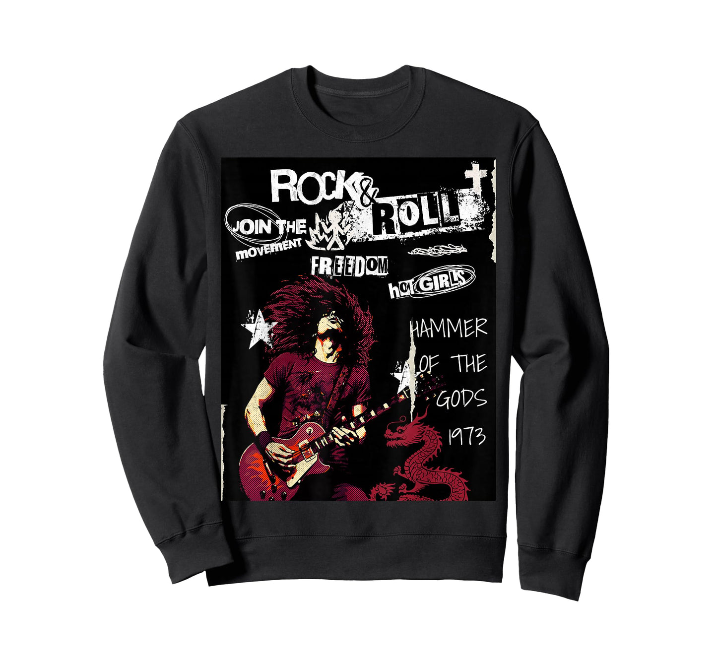Rock & Roll Electric Guitar Rebellion 1973. Underground Punk T-Shirt