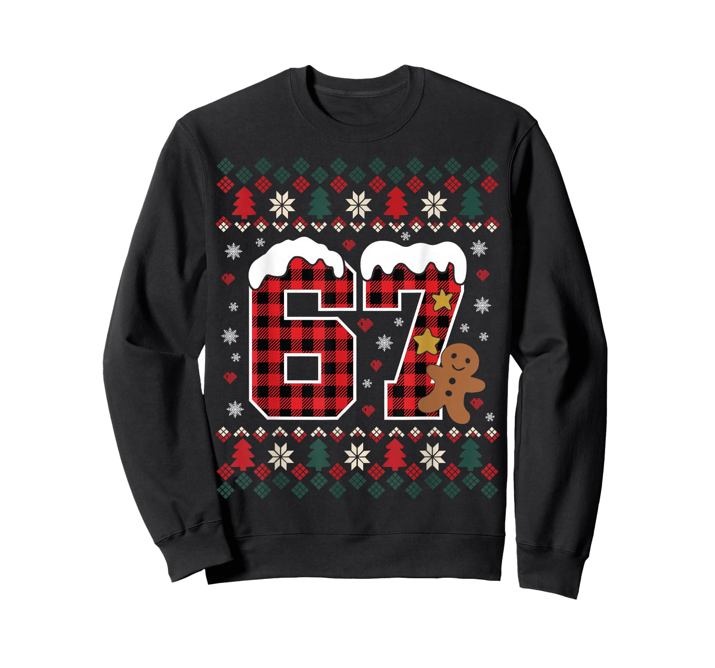 Funny 67 Christmas Pajamas Shirt Six Seven Meme Brainrot T-Shirt