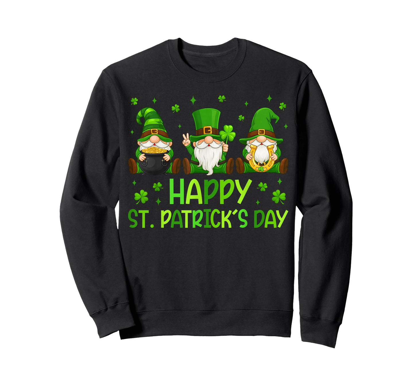 Three Gnomes Holding Shamrock Happy St Patrick's Day Women T-Shirt
