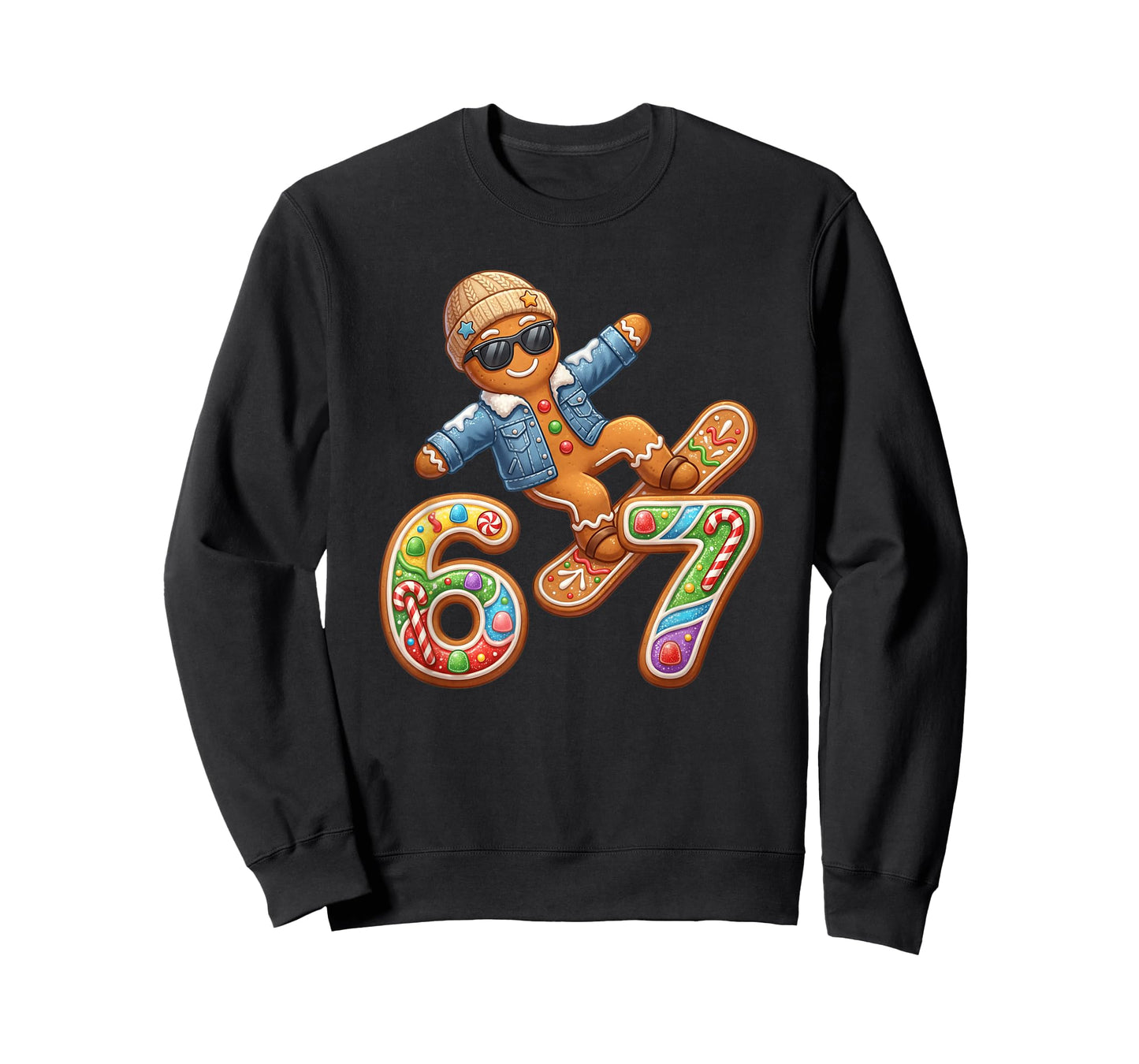 Funny Gingerbread Six Seven 67 Ice Cream Drip Christmas Boys T-Shirt