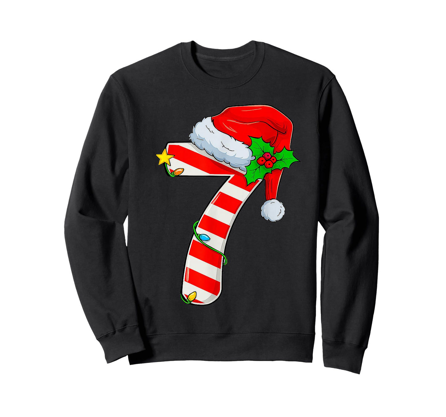 Fun Six Seven 6 7 Meme Candy Cane Lights Santa Christmas T-Shirt