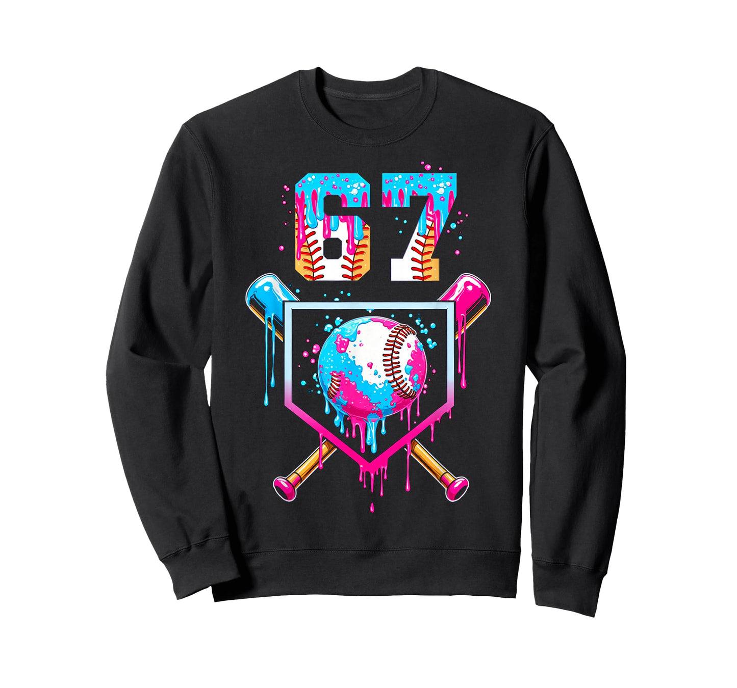 Ice Cream Dripping Boys Baseball Drip Fun 6 7 Six Seven Meme T-Shirt