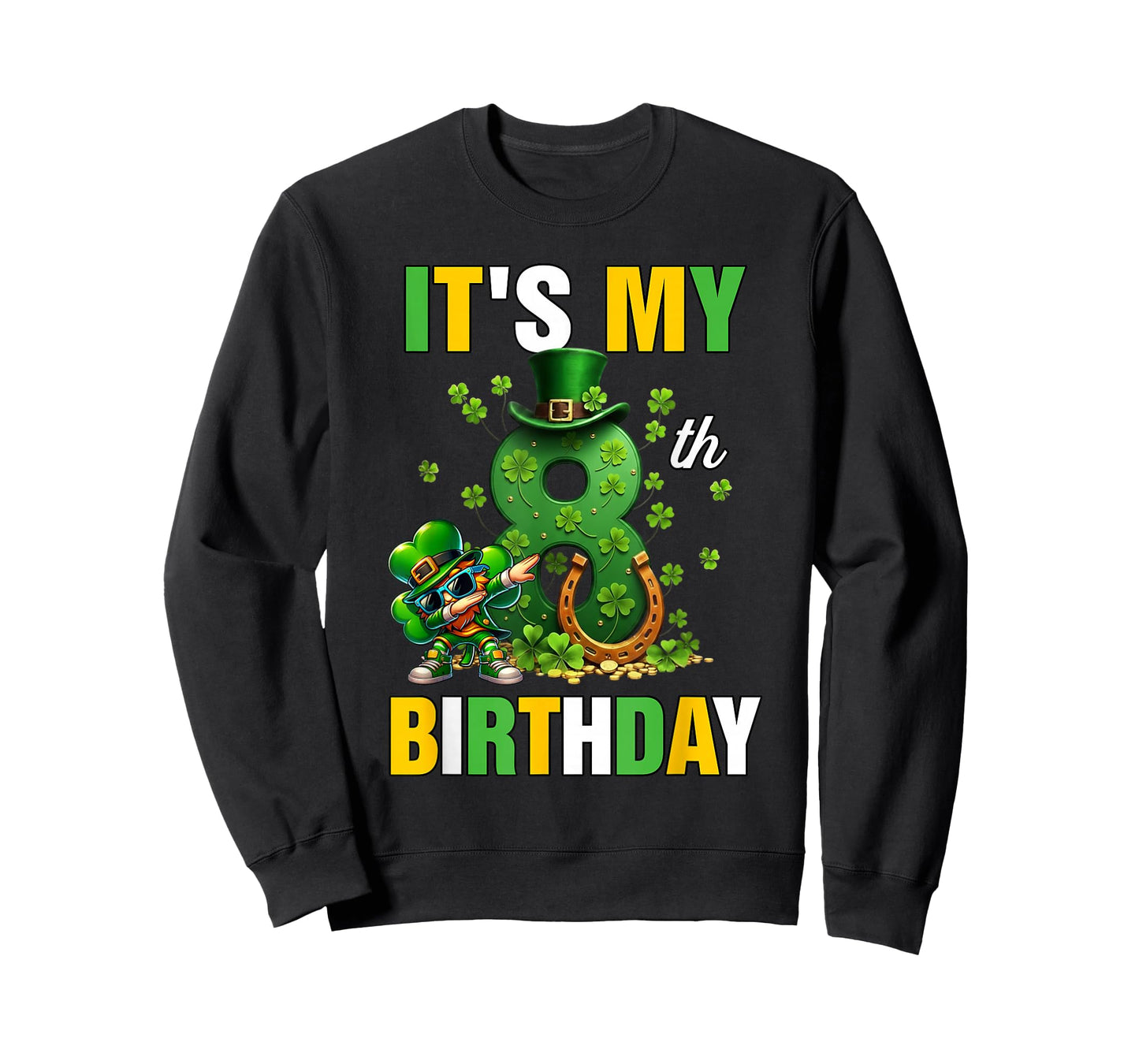 It's My 8th Birthday St Patricks Day Dabbing Leprechaun T-Shirt