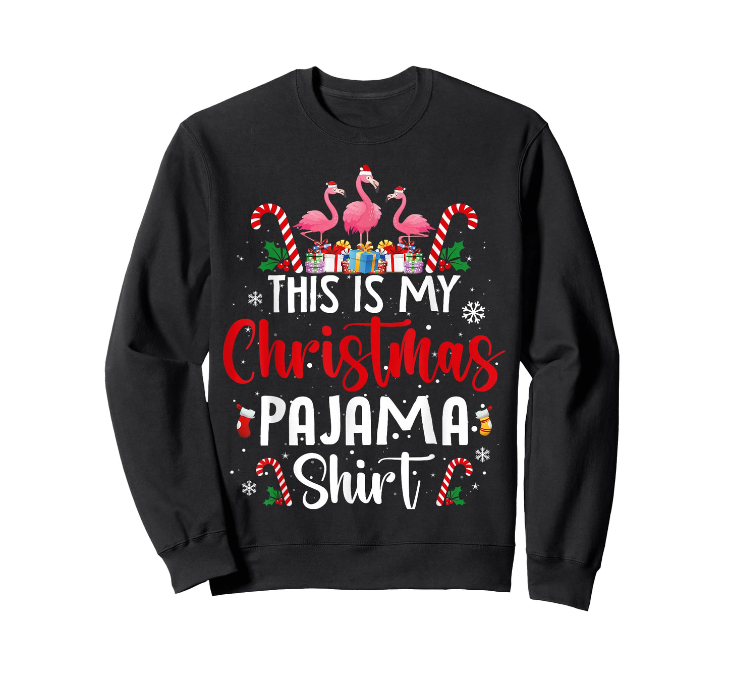 This is My Christmas Pajama Flamingos Holiday Fun T-Shirt