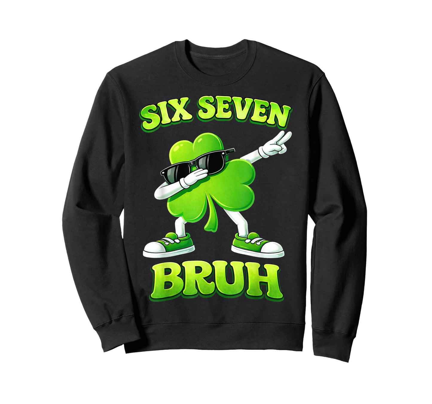 St Patricks Day Six Seven Bruh 6 7 Meme Shamrock Kids Boys T-Shirt