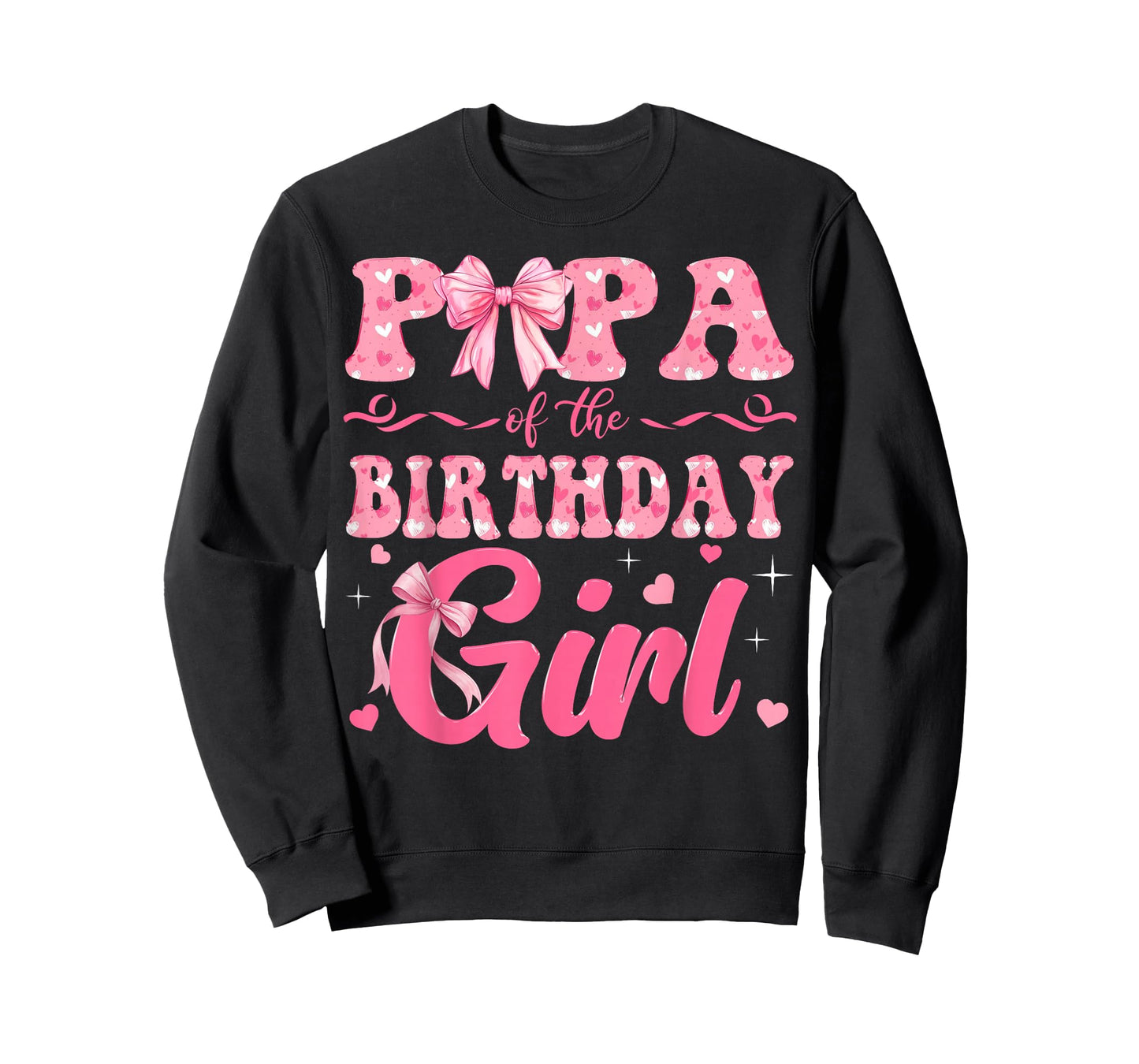 Papa of The Birthday Girl Family Pink Coquette Bow T-Shirt