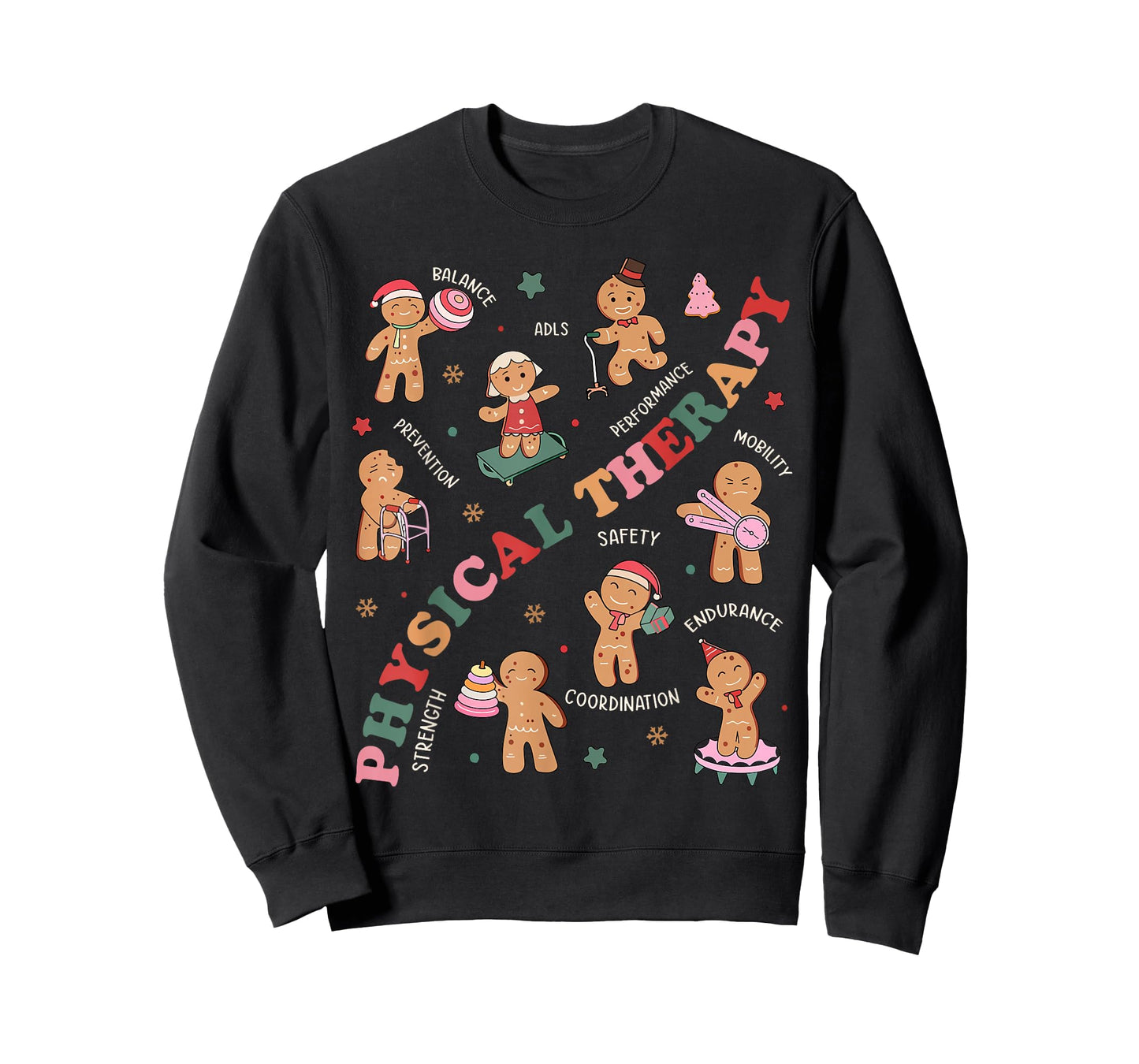 Retro Physical Therapy Gingerbread Christmas PT Funny Xmas T-Shirt