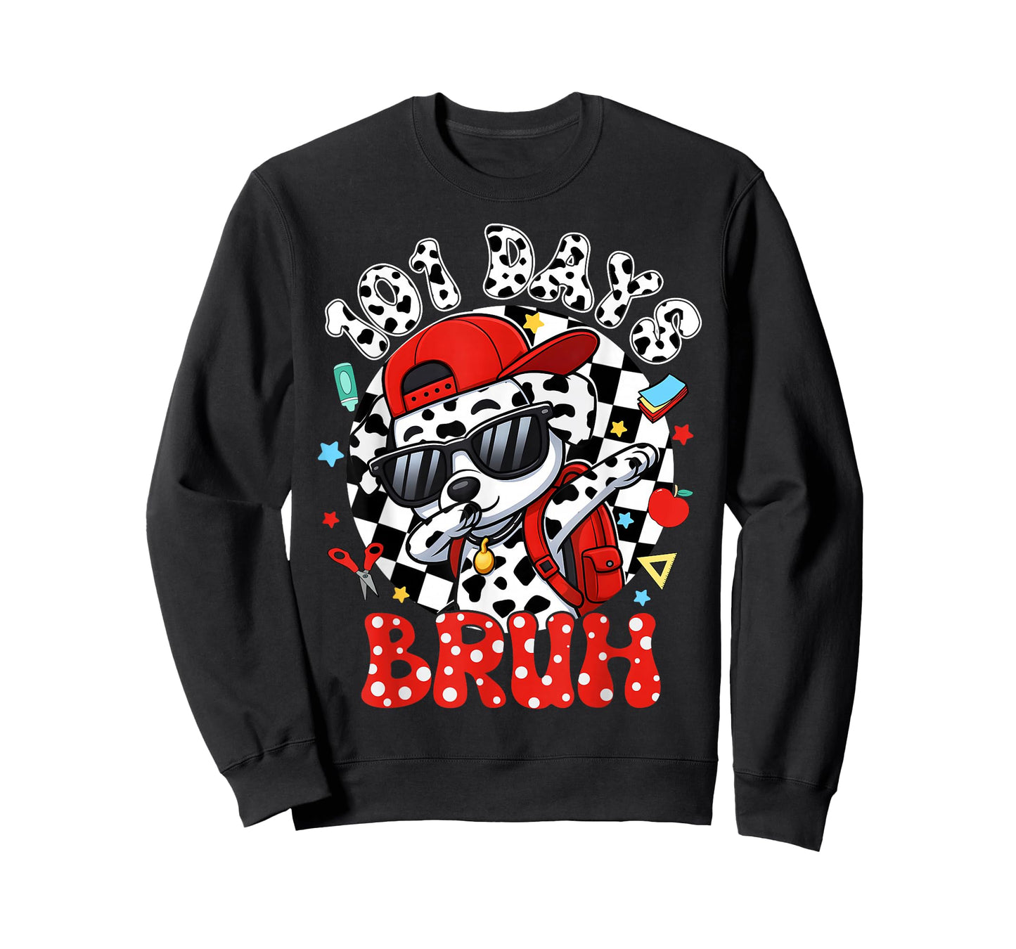 Bruh 100 Days of School Boy Dab Dalmatian Dog 100th Day Kids T-Shirt