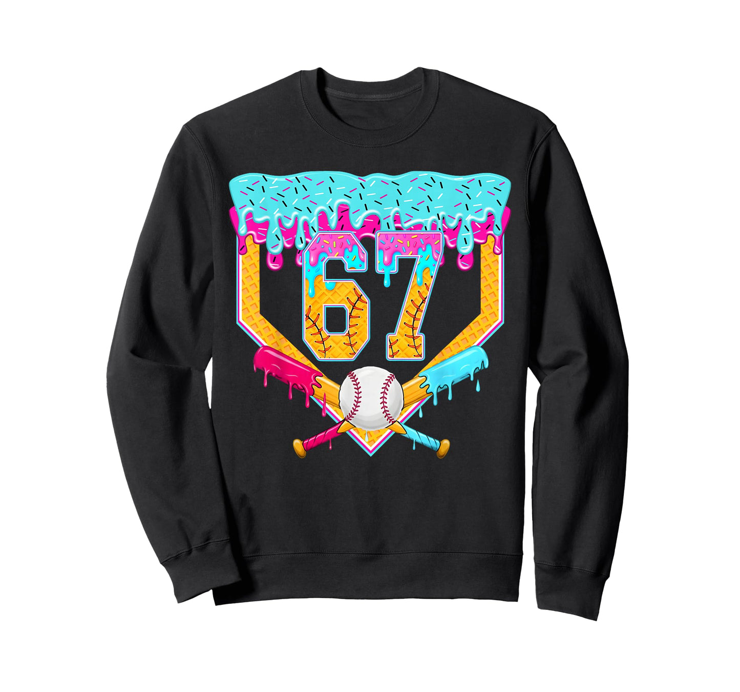 Baseball Drip Ice Cream Number 67 Player Or 67th Birthday T-Shirt