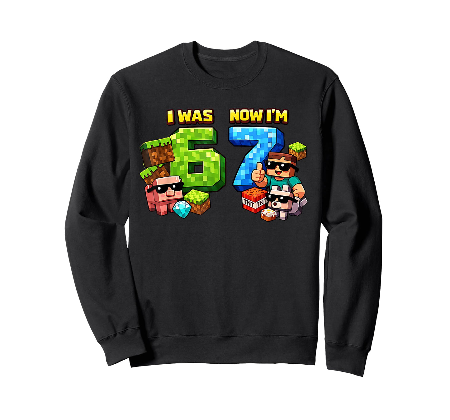 I was 6 Now I'm 7 Pixel Game Art 67 Meme Kids Birthday Party T-Shirt