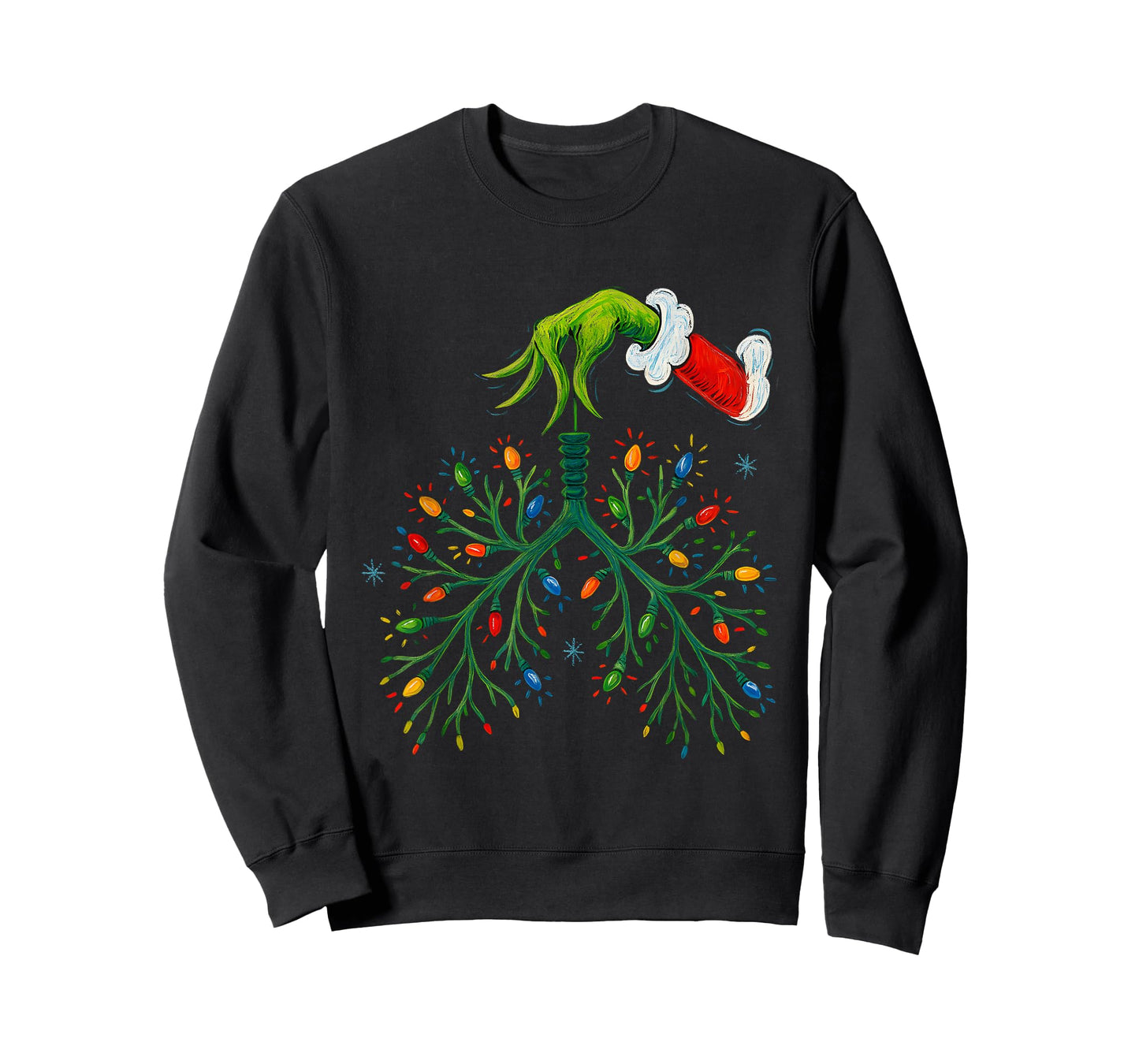 Funny Christmas Lungs Lights Art – RT Holiday T-Shirt