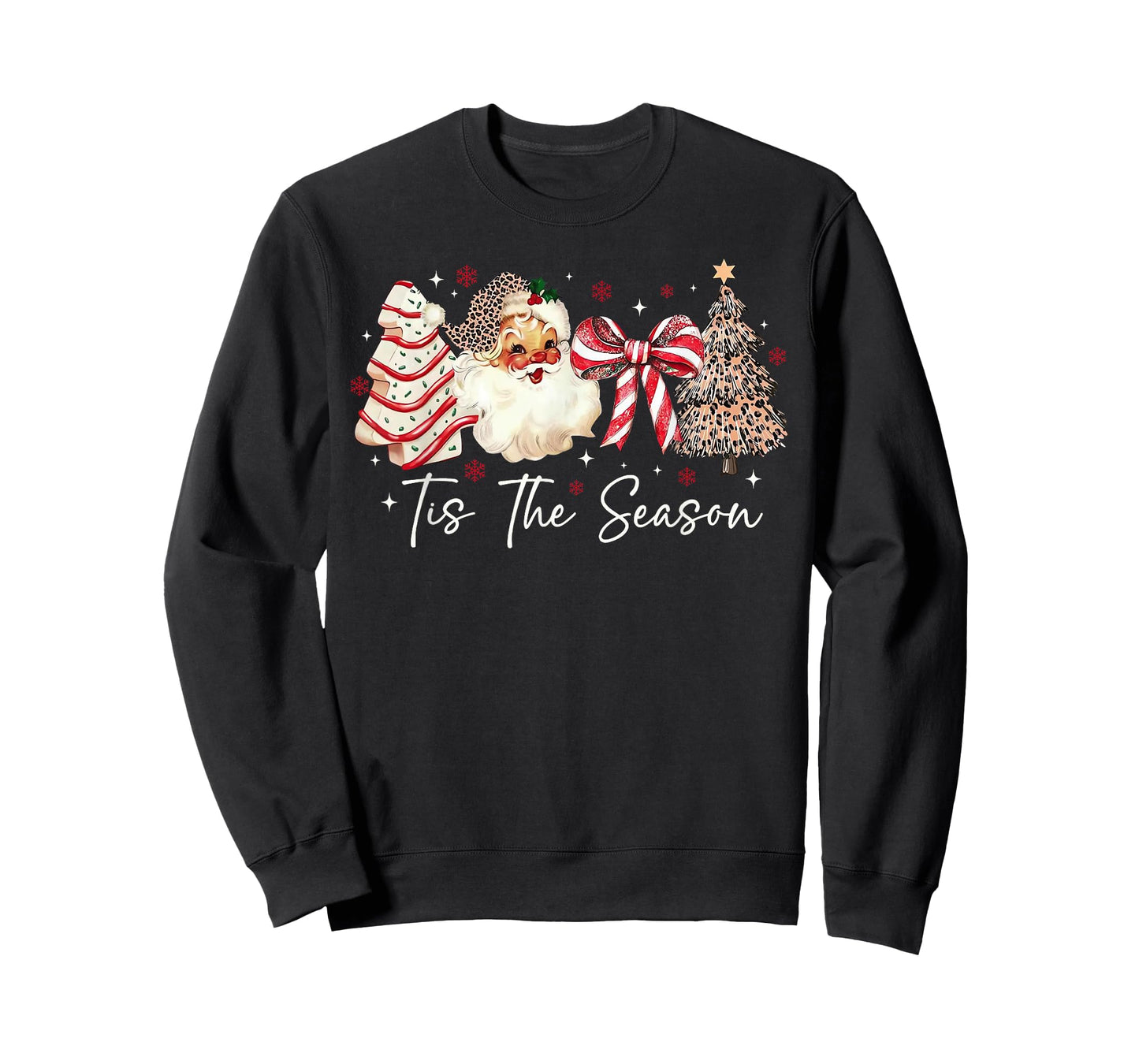 Tis The Season Leopard Santa Christmas Coquette Candy Cance T-Shirt
