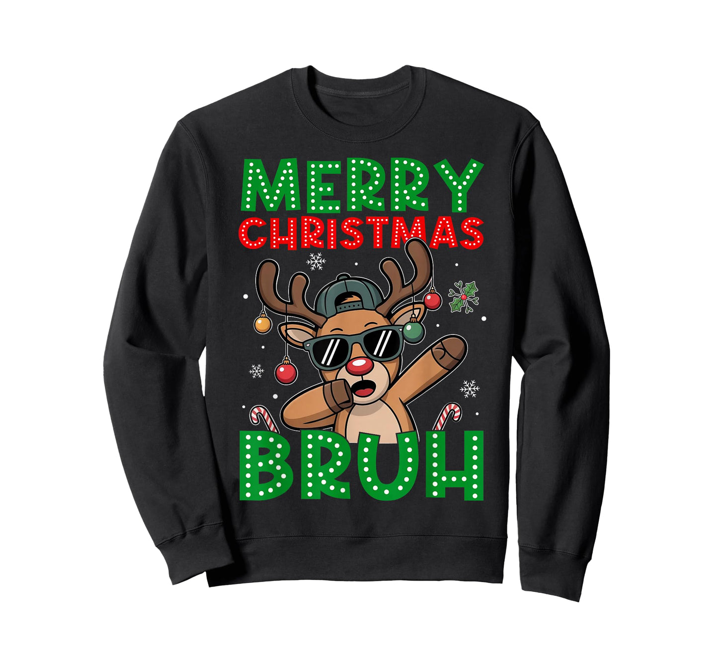 Dabbing Reindeer Merry Christmas Bruh Teens Boys Kid Men T-Shirt