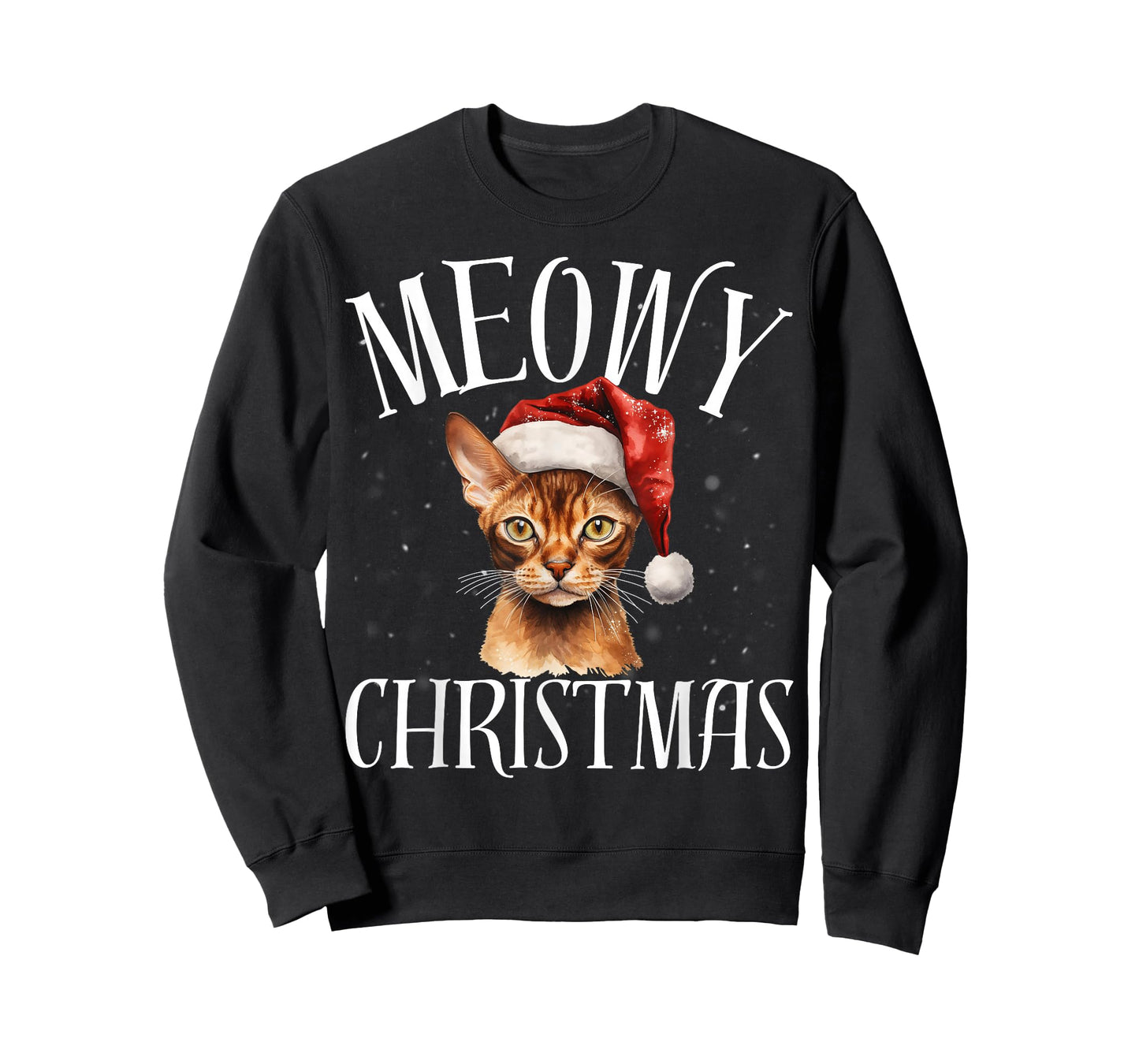 Funny Meowy Christmas Abyssinia Cat Merry Xmas Holiday Party T-Shirt