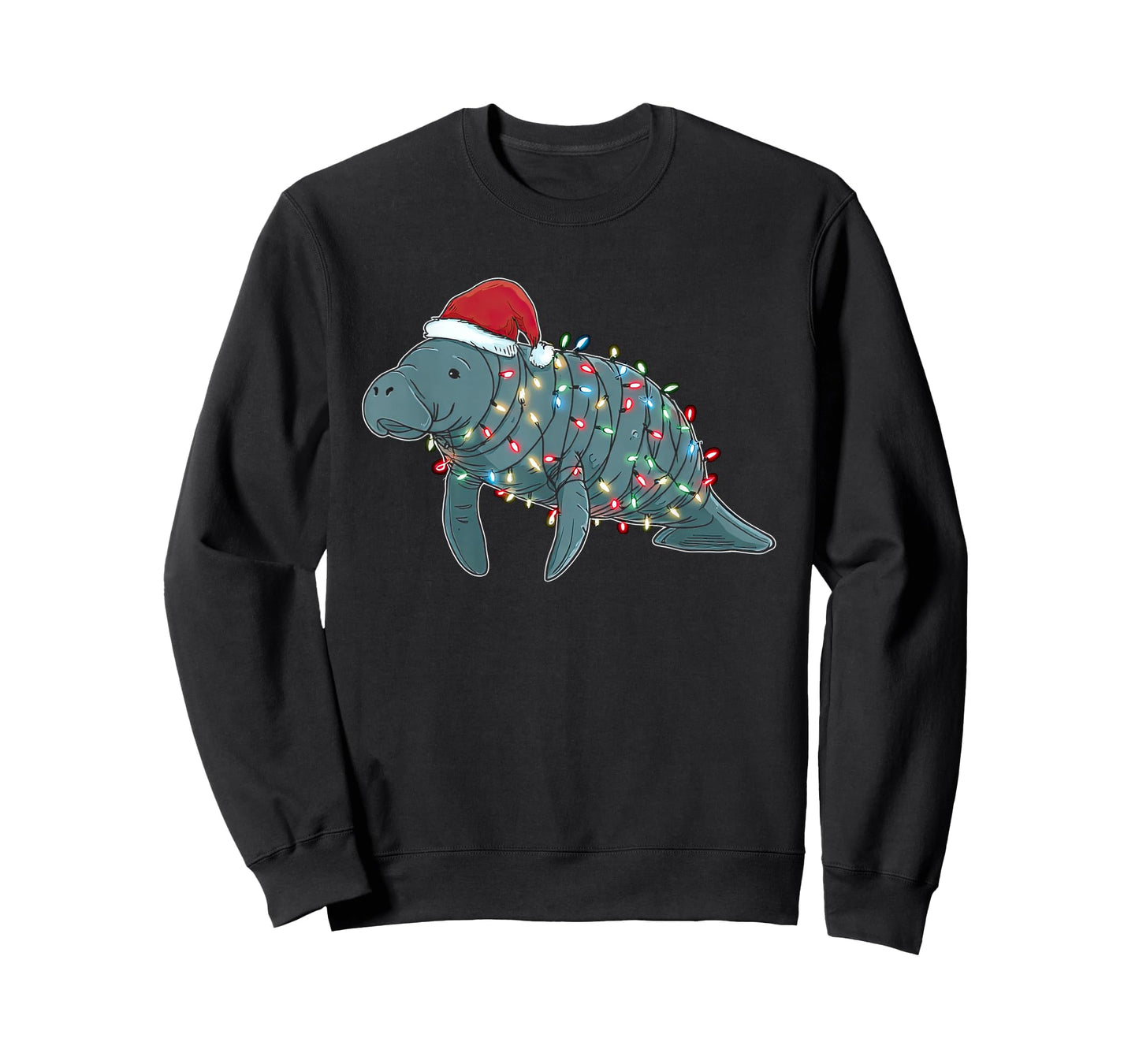 Funny Manatee Christmas Graphics Animal Lights Lover T-Shirt