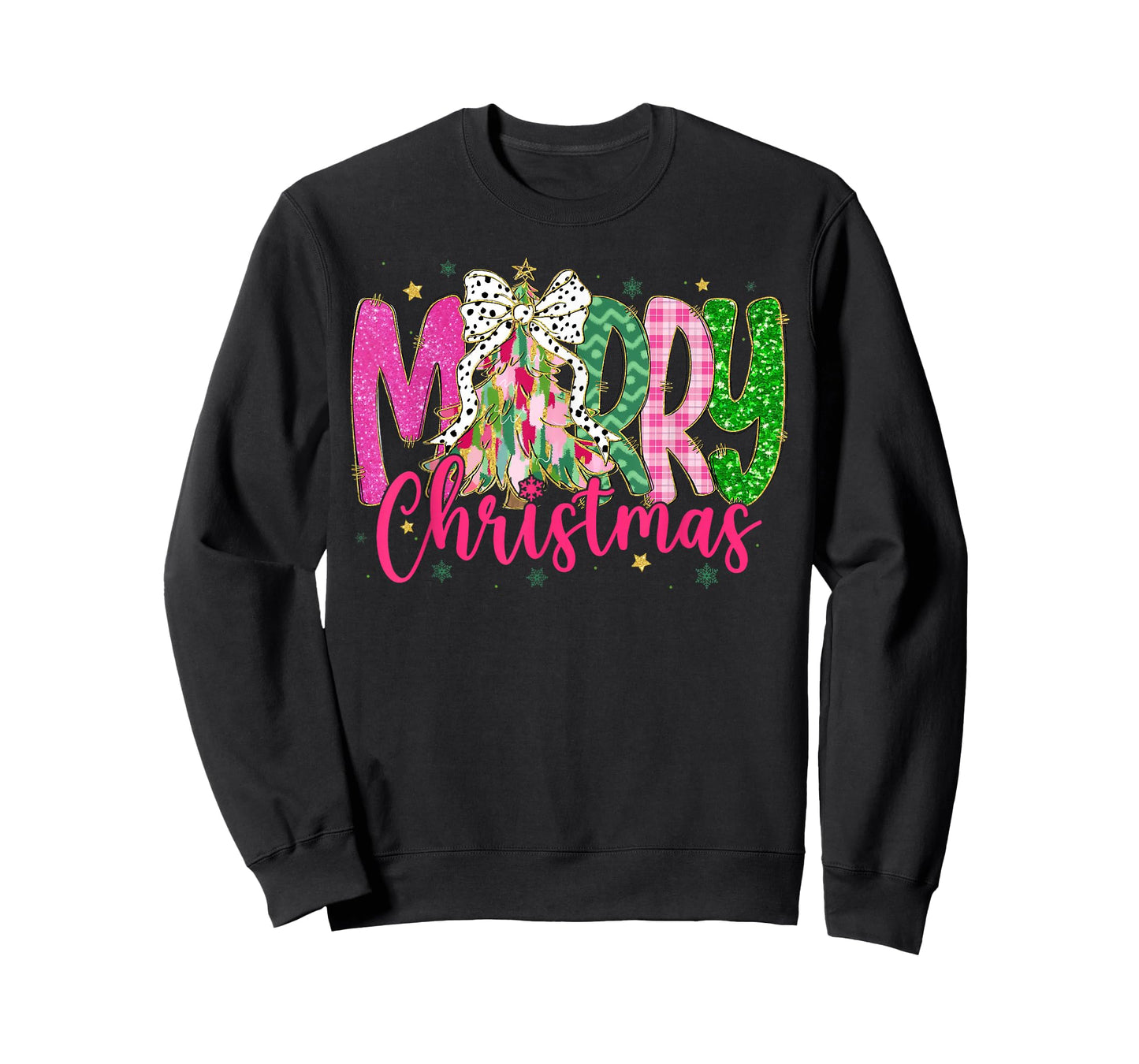 Merry Christmas Xmas Tree Coquette Bow Snowflake Holiday T-Shirt