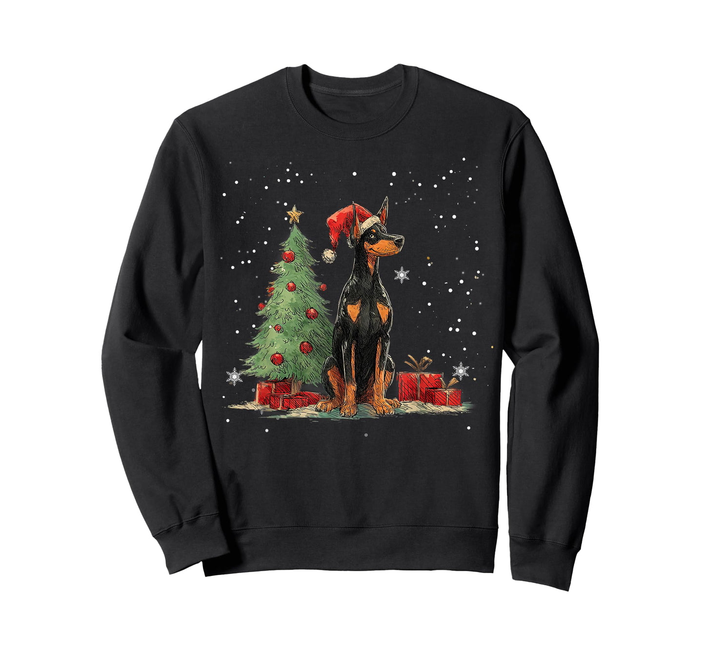 Funny Doberman Dog Christmas Tree Women Men Kids T-Shirt