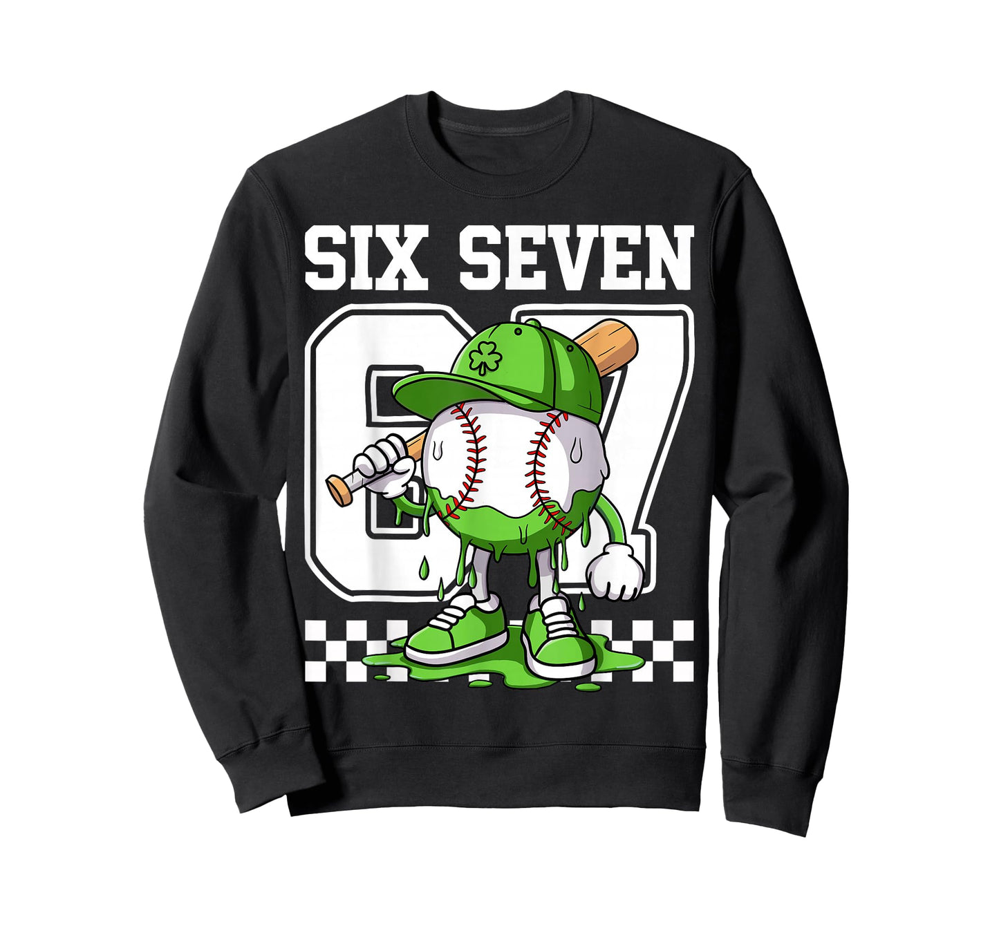 Boys St Patricks Day 67 Six Seven Baseball Ice Cream Drip T-Shirt