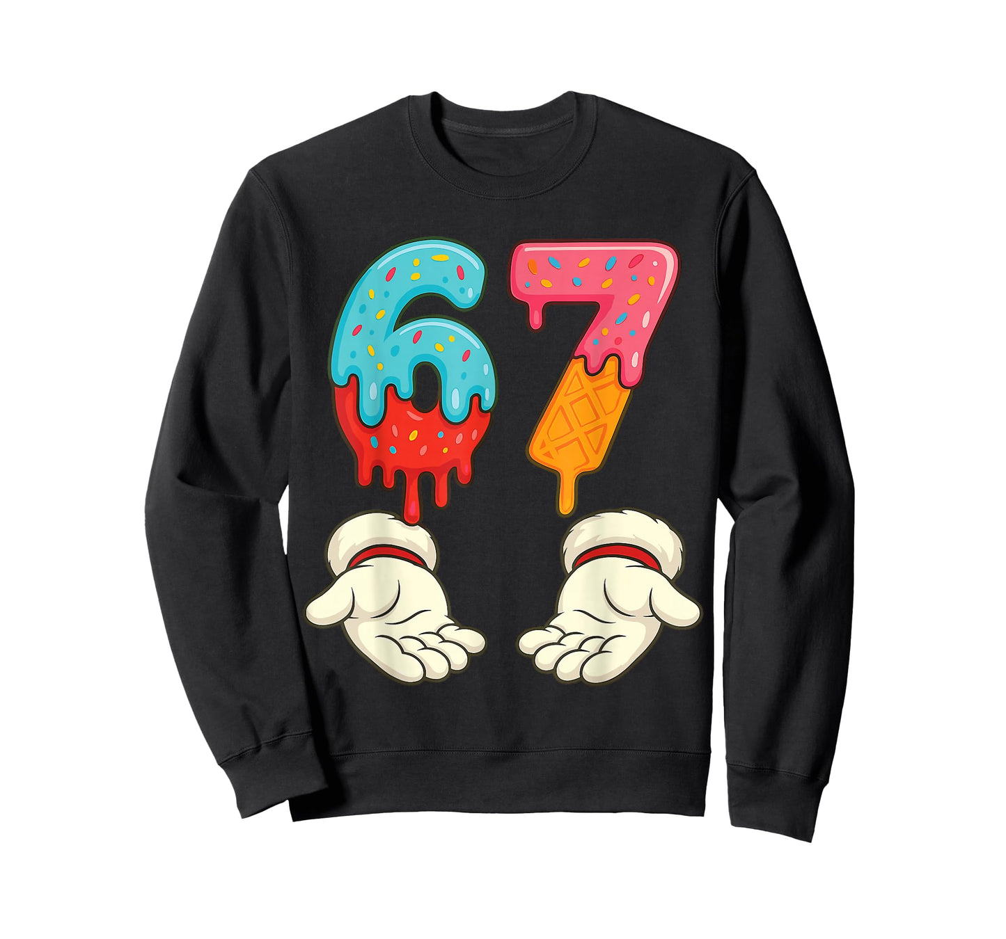 Funny Six Seven 6 7 Meme Christmas Ice Cream Drip Xmas Santa T-Shirt