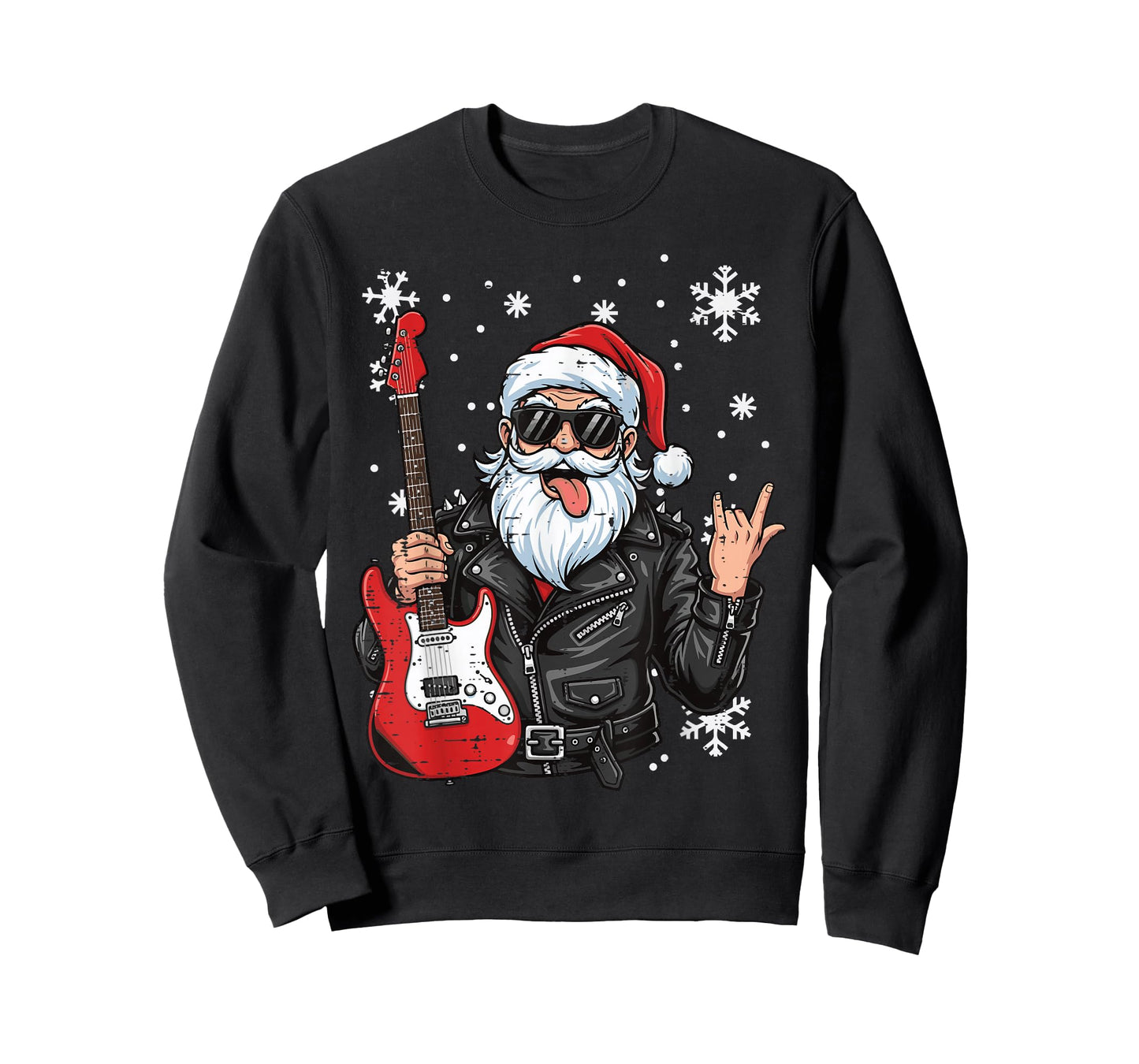 Christmas Santa Rock Hand Guitar Rocker Xmas Men Boys Kids T-Shirt