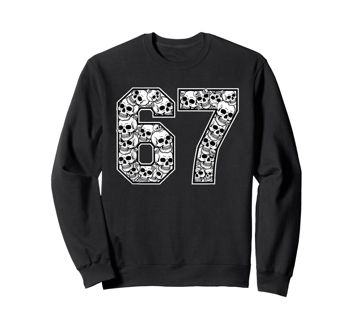 67 Meme Skull Pattern Graphic Halloween Number Art Gen Alpha T-Shirt