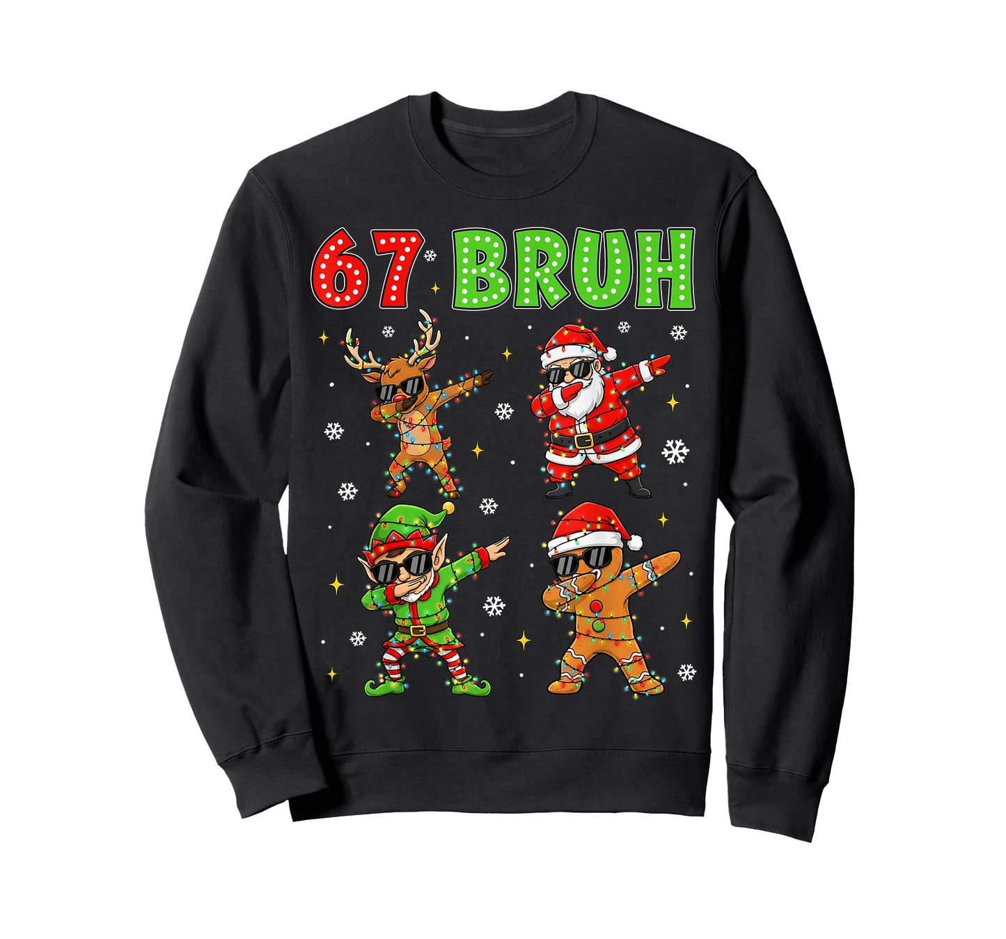 67 Bruh Dabbing Santa Reindeer Elf Gingerbread Christmas Kid T-Shirt
