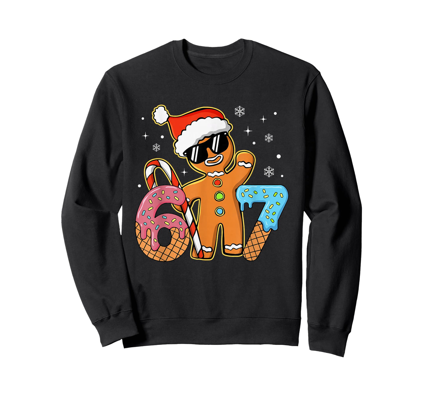Funny Gingerbread Six Seven 67 Ice Cream Drip Christmas Boys T-Shirt